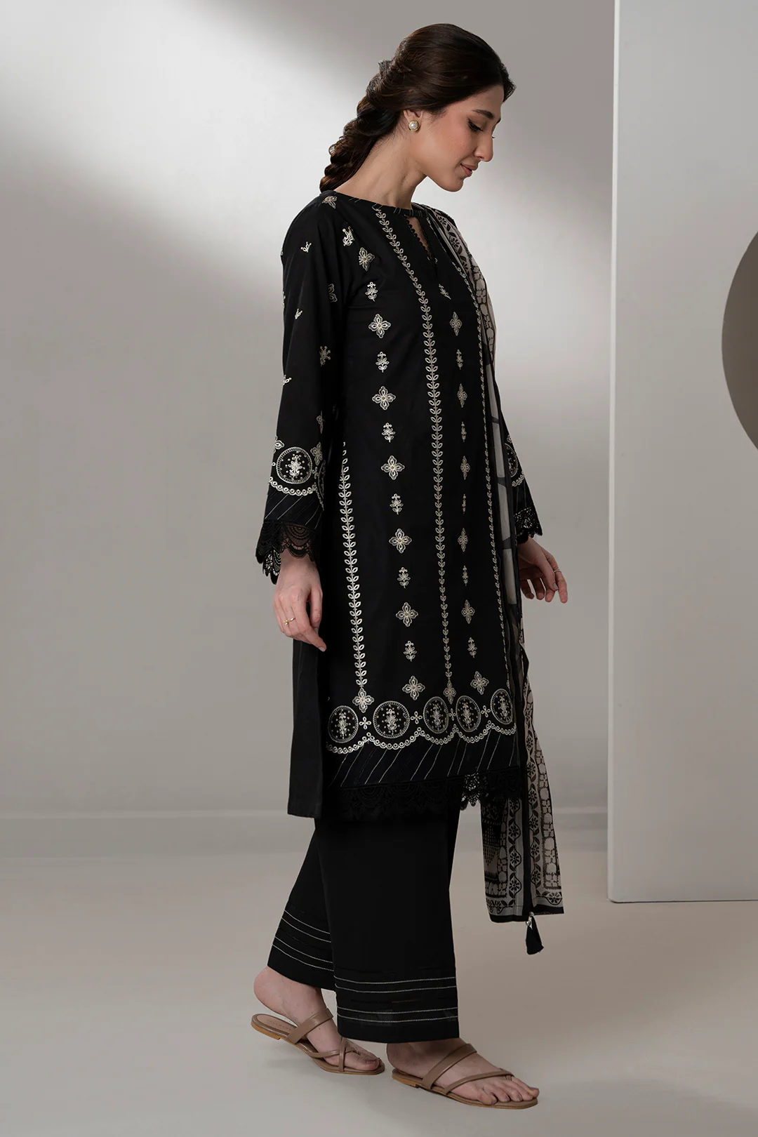 Embroidered Shirt Shalwar Dupatta - 0583 - Image 5