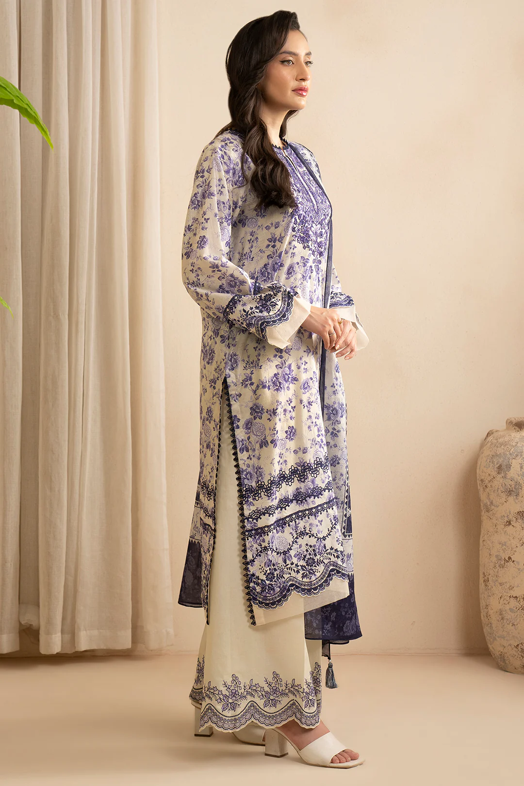 Embroidered Shirt Shalwar Dupatta - 0593 - Image 4