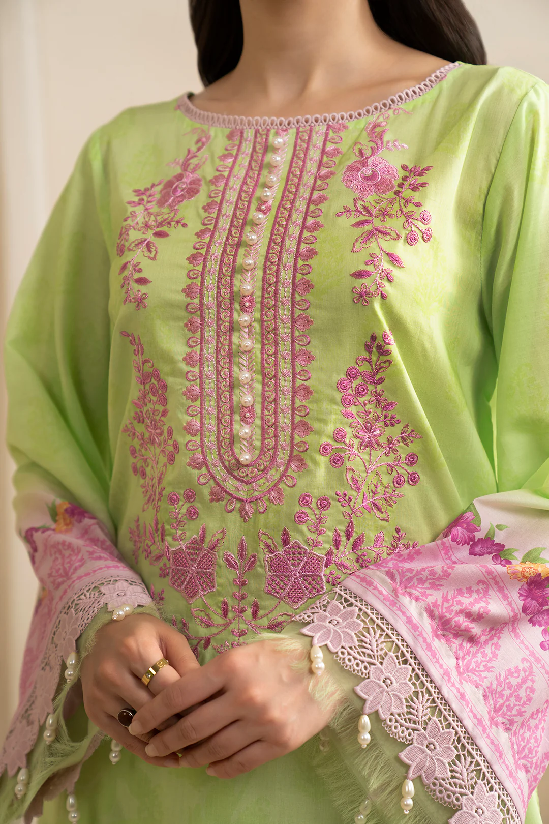 Embroidered Shirt Shalwar Dupatta - 0594 - Image 6
