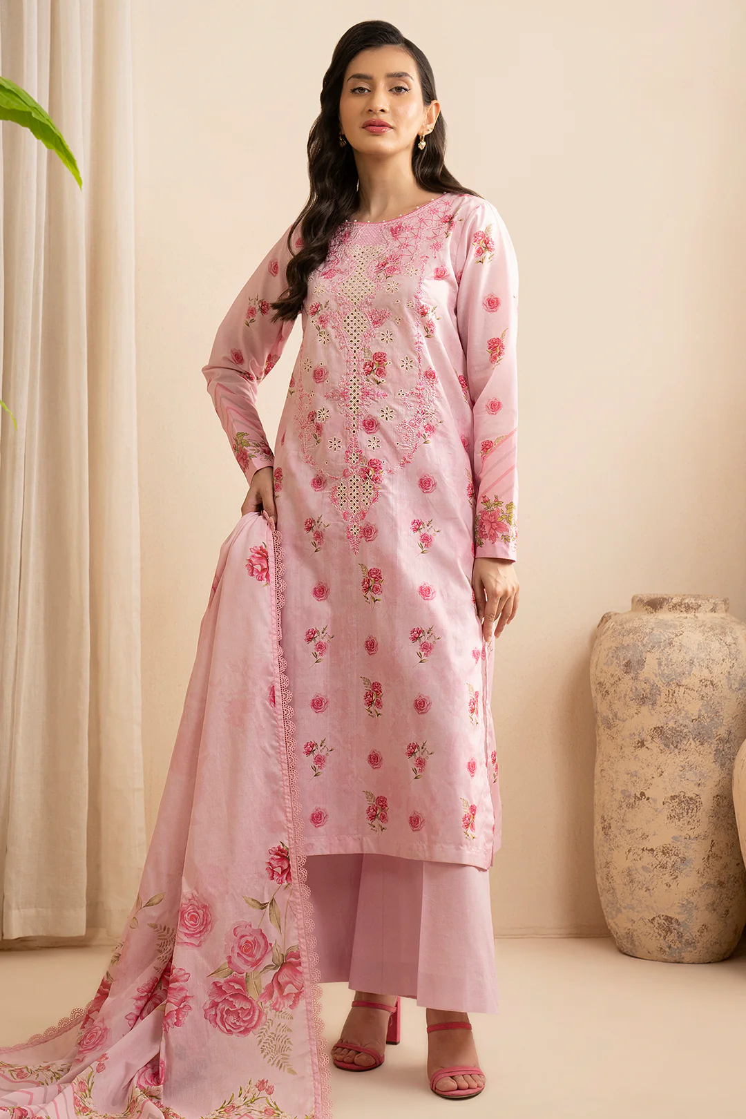 Embroidered Shirt Shalwar Dupatta - 0596 - Image 9