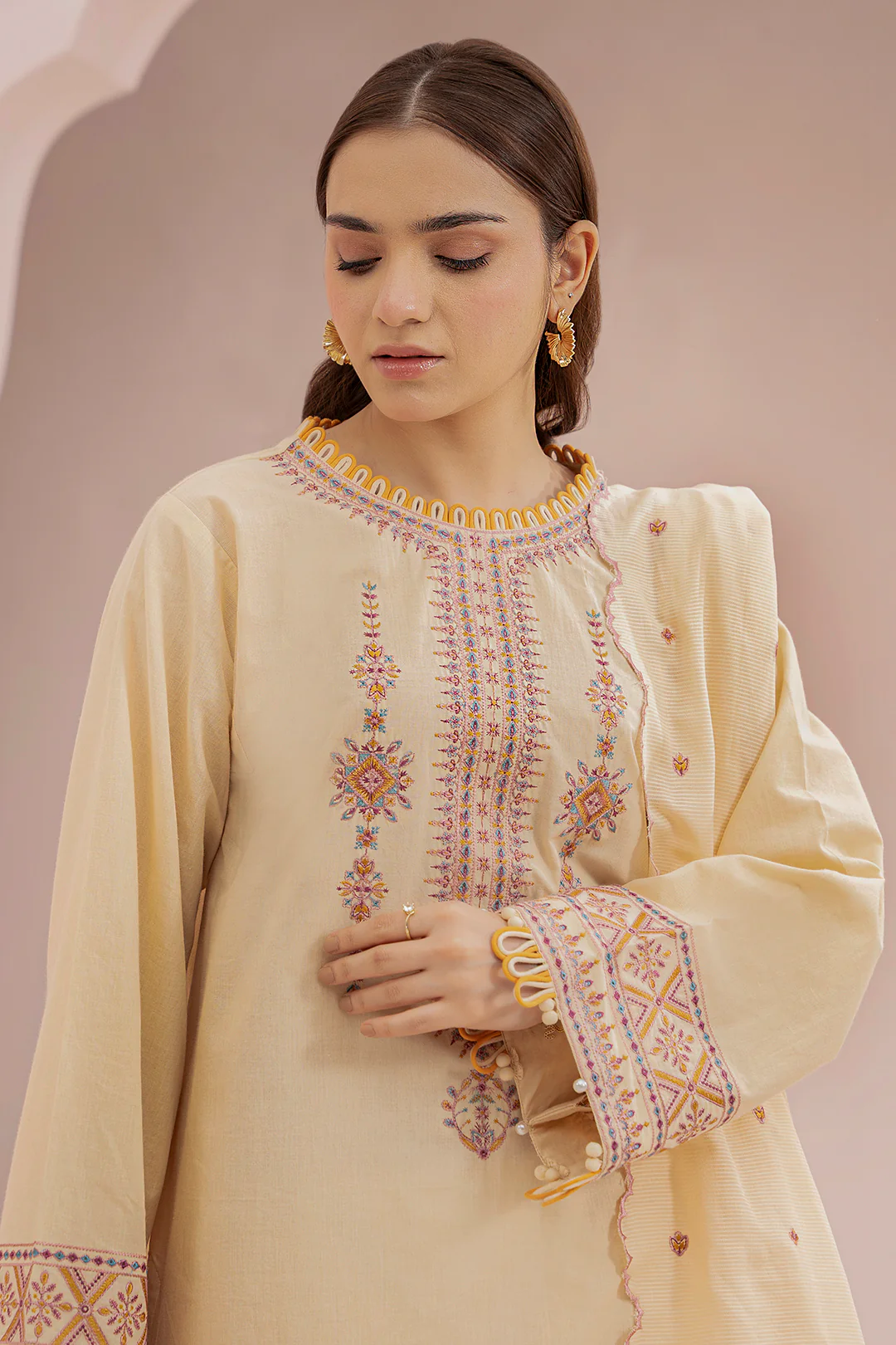 Embroidered Shirt Shalwar Dupatta - 0598 - Image 2