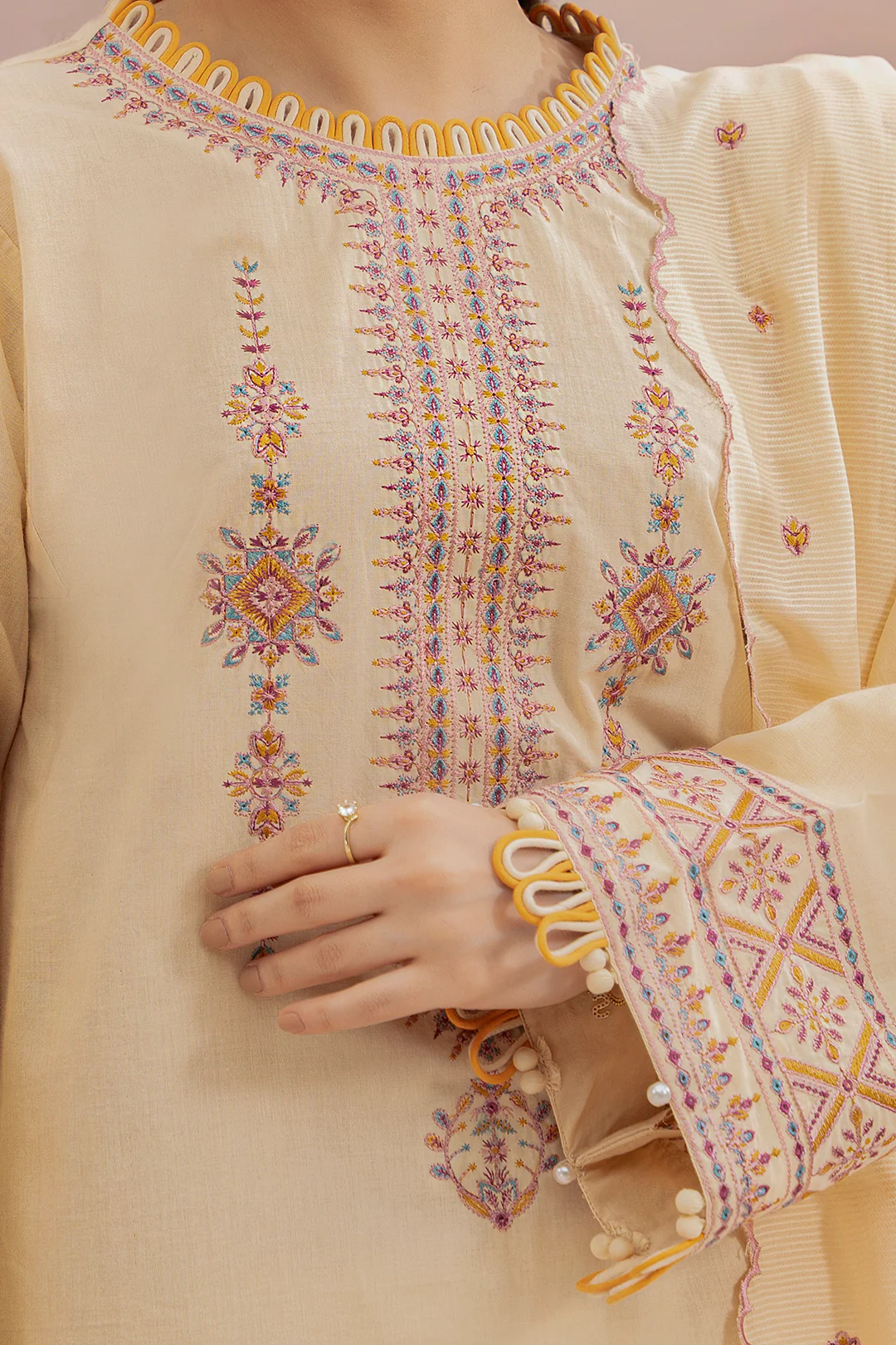 Embroidered Shirt Shalwar Dupatta - 0598 - Image 4