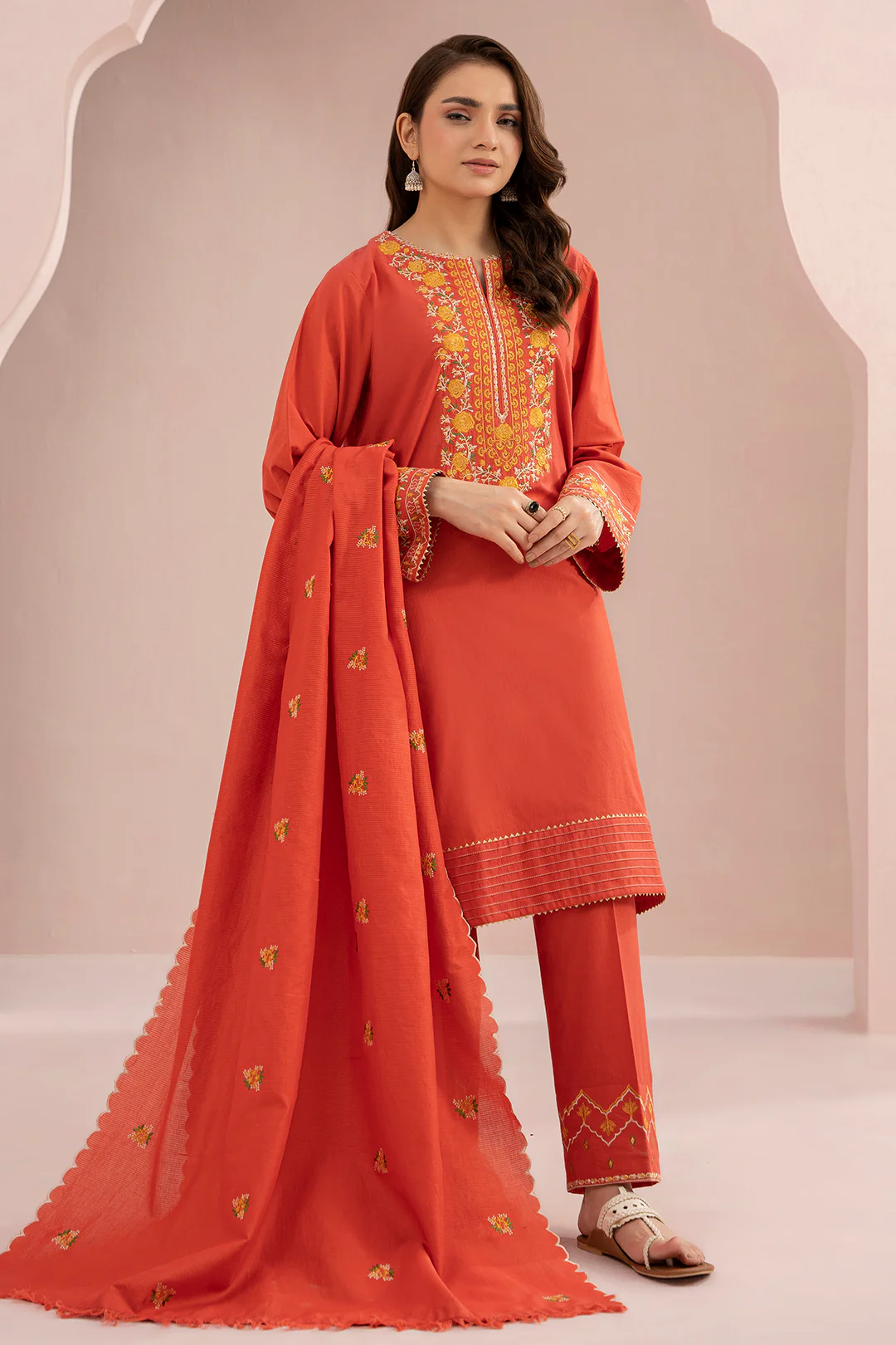 Embroidered Shirt Shalwar Dupatta - 0600 - Image 7