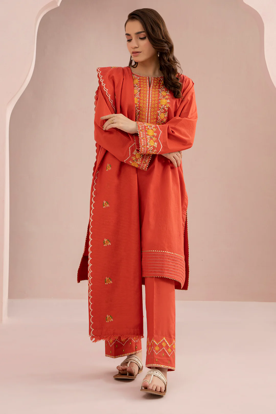 Embroidered Shirt Shalwar Dupatta - 0600 - Image 8