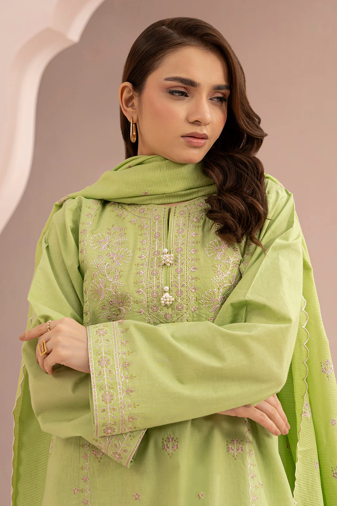 Embroidered Shirt Shalwar Dupatta - 0602 - Image 2