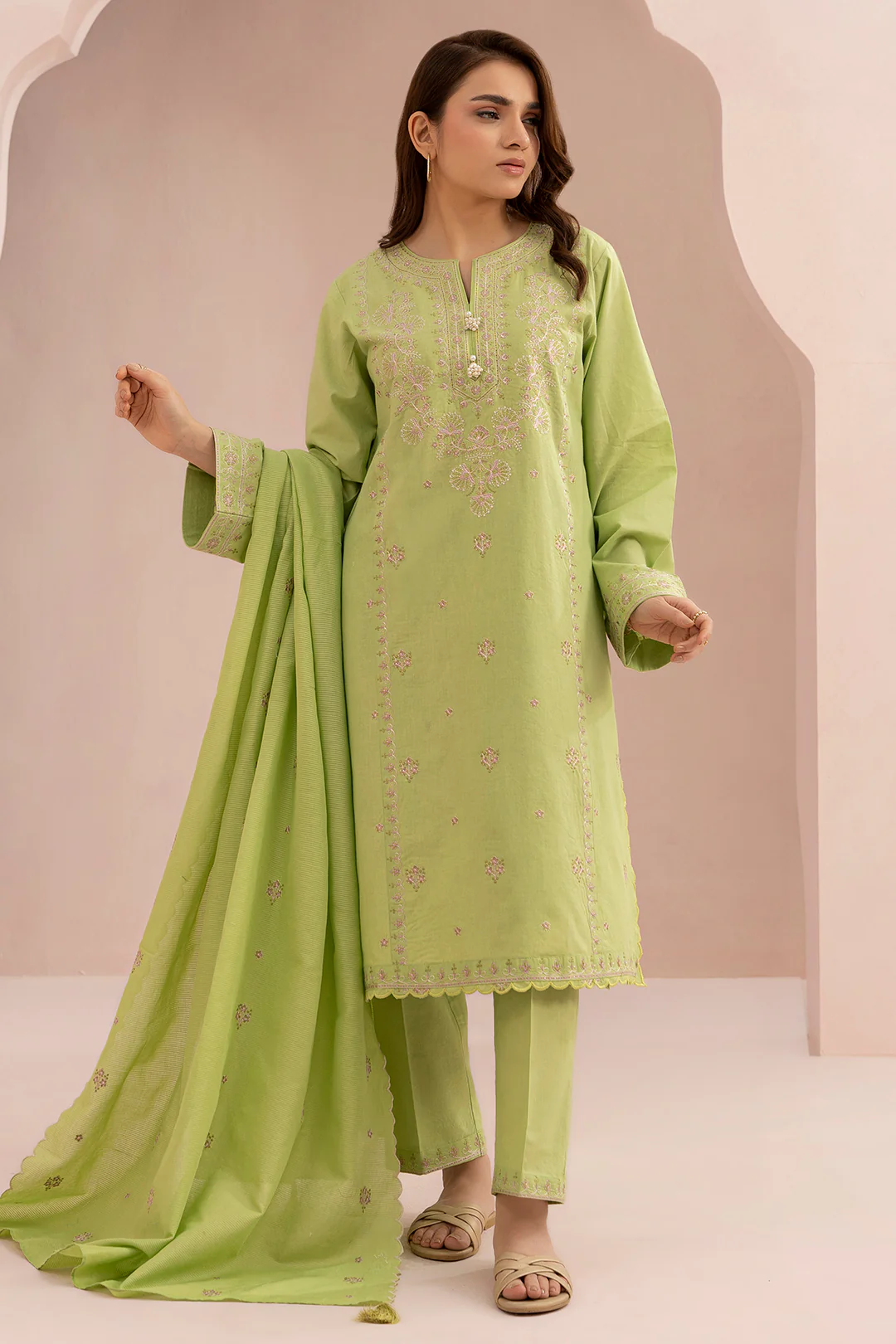 Embroidered Shirt Shalwar Dupatta - 0602 - Image 3