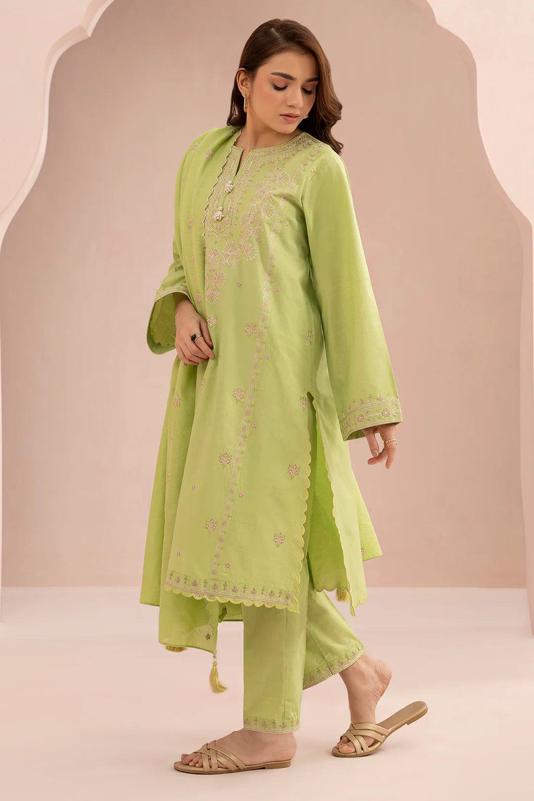Embroidered Shirt Shalwar Dupatta - 0602 - Image 6