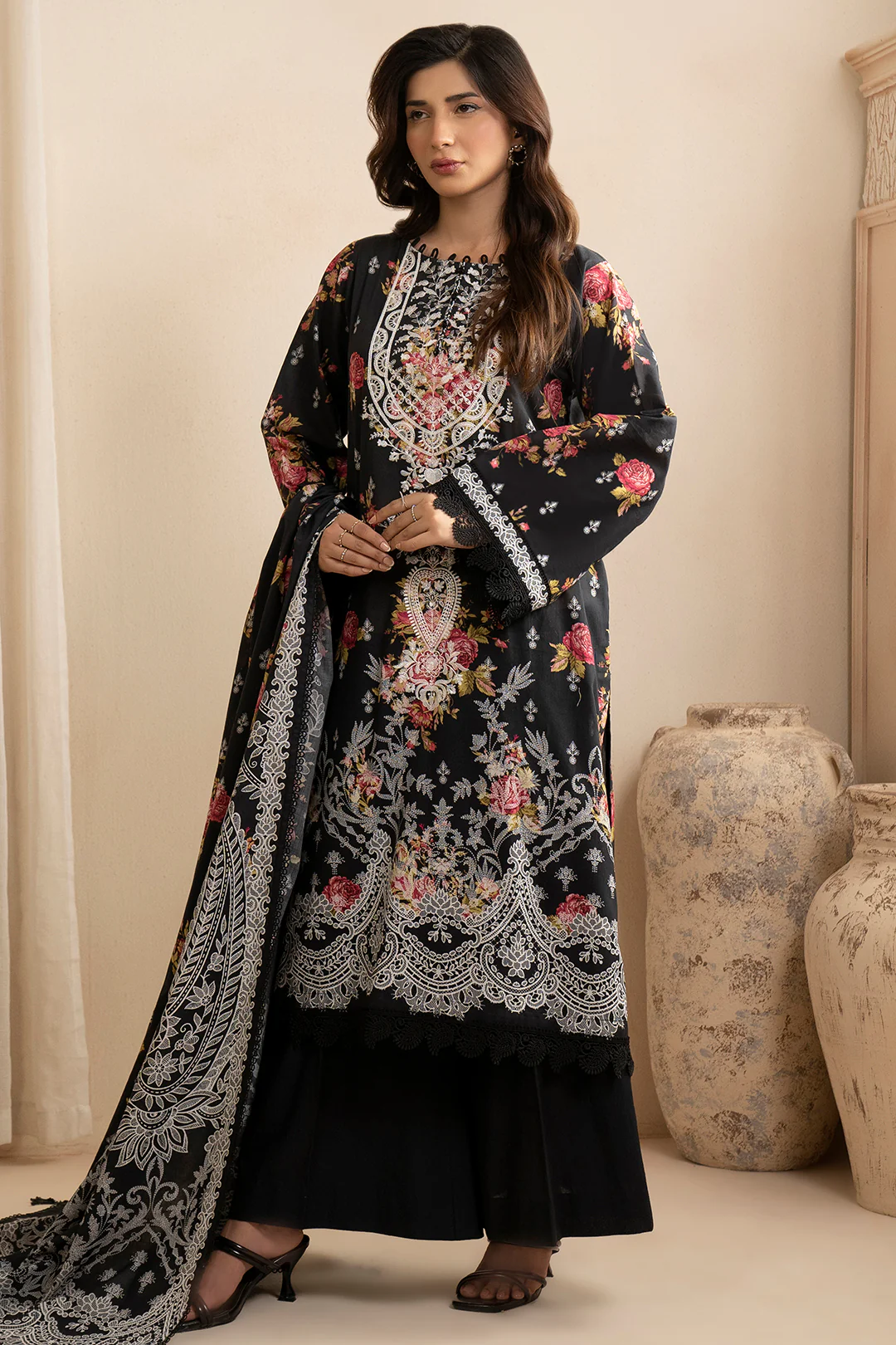 Embroidered Shirt Shalwar Dupatta - 0603 - Image 4
