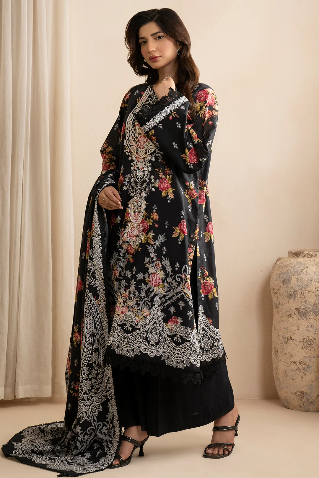 Embroidered Shirt Shalwar Dupatta - 0603 - Image 6