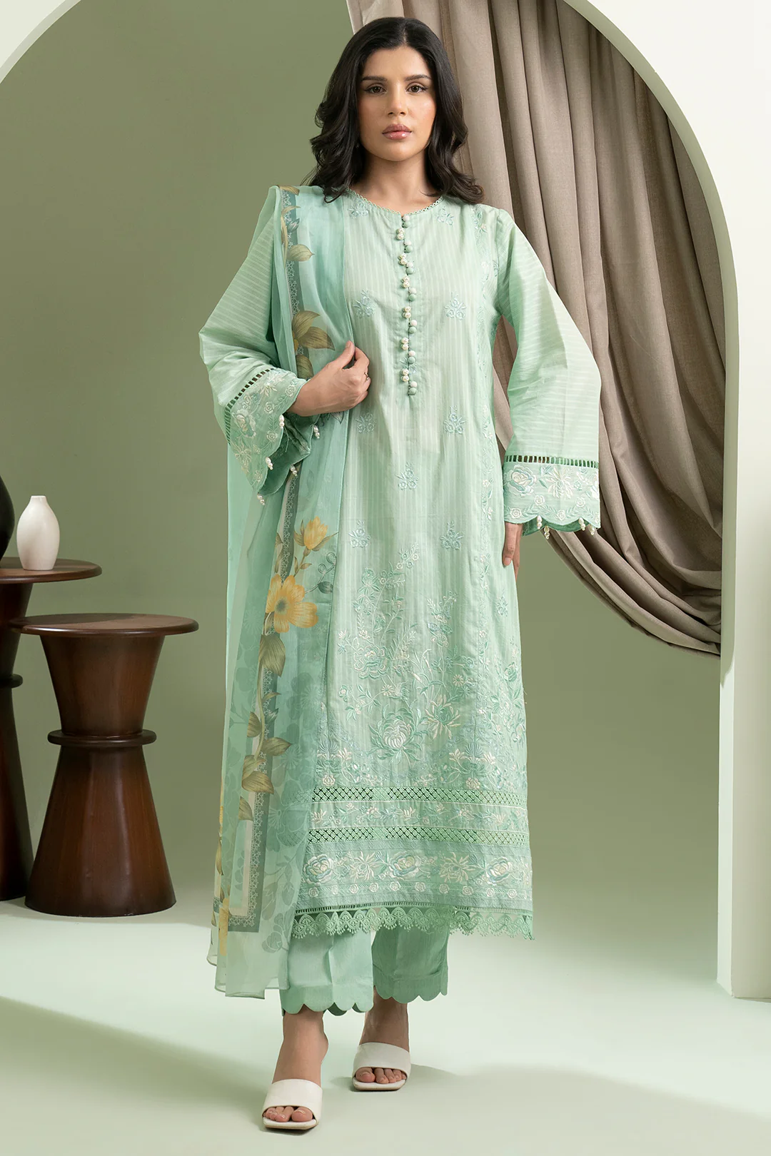 Embroidered Shirt Shalwar Dupatta - 0605 - Image 2