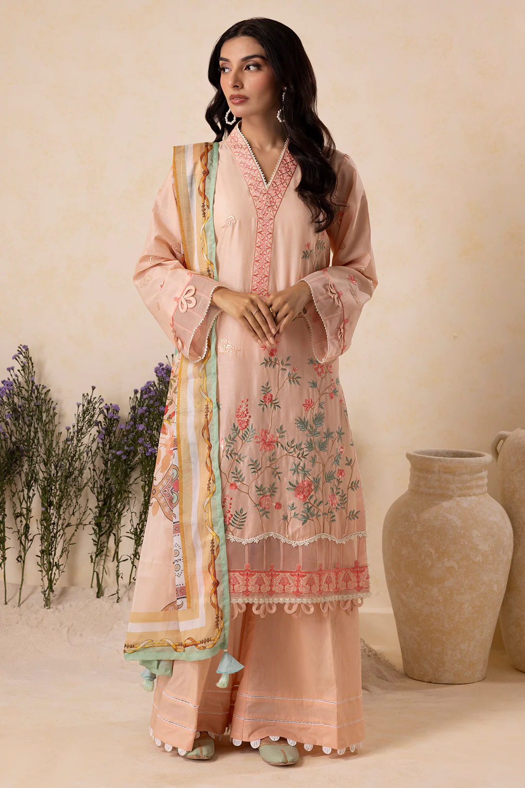 Embroidered Shirt Shalwar Dupatta - 0606 - Image 2