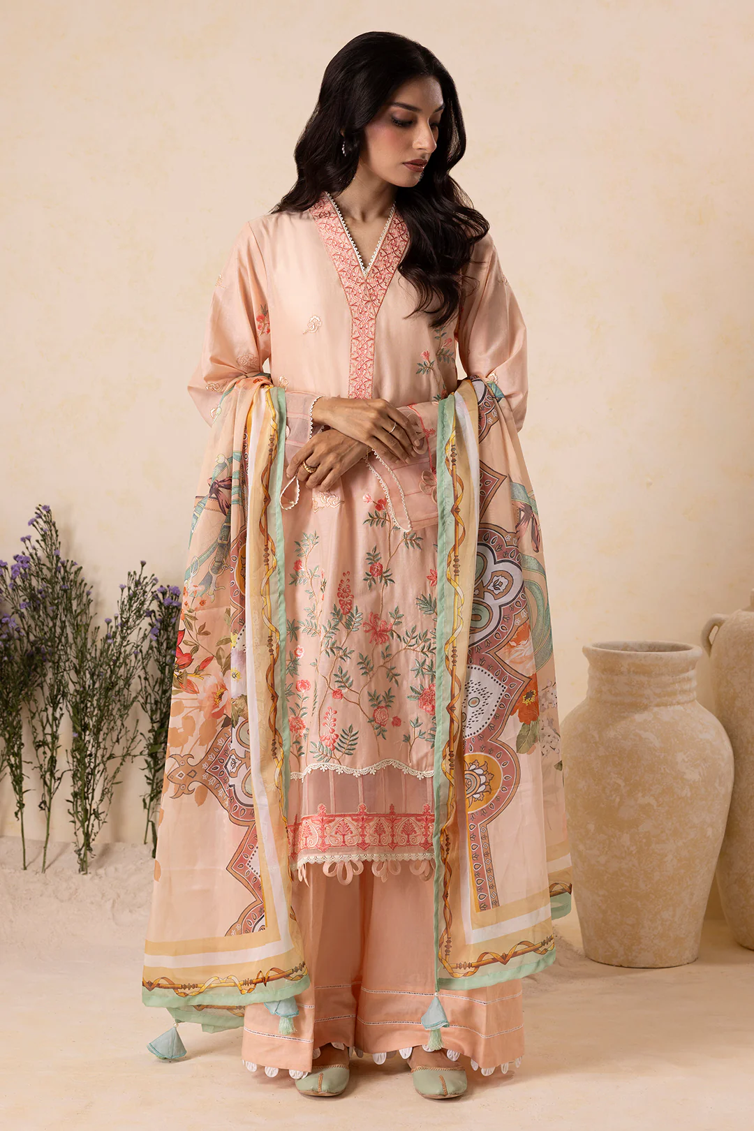 Embroidered Shirt Shalwar Dupatta - 0606 - Image 3