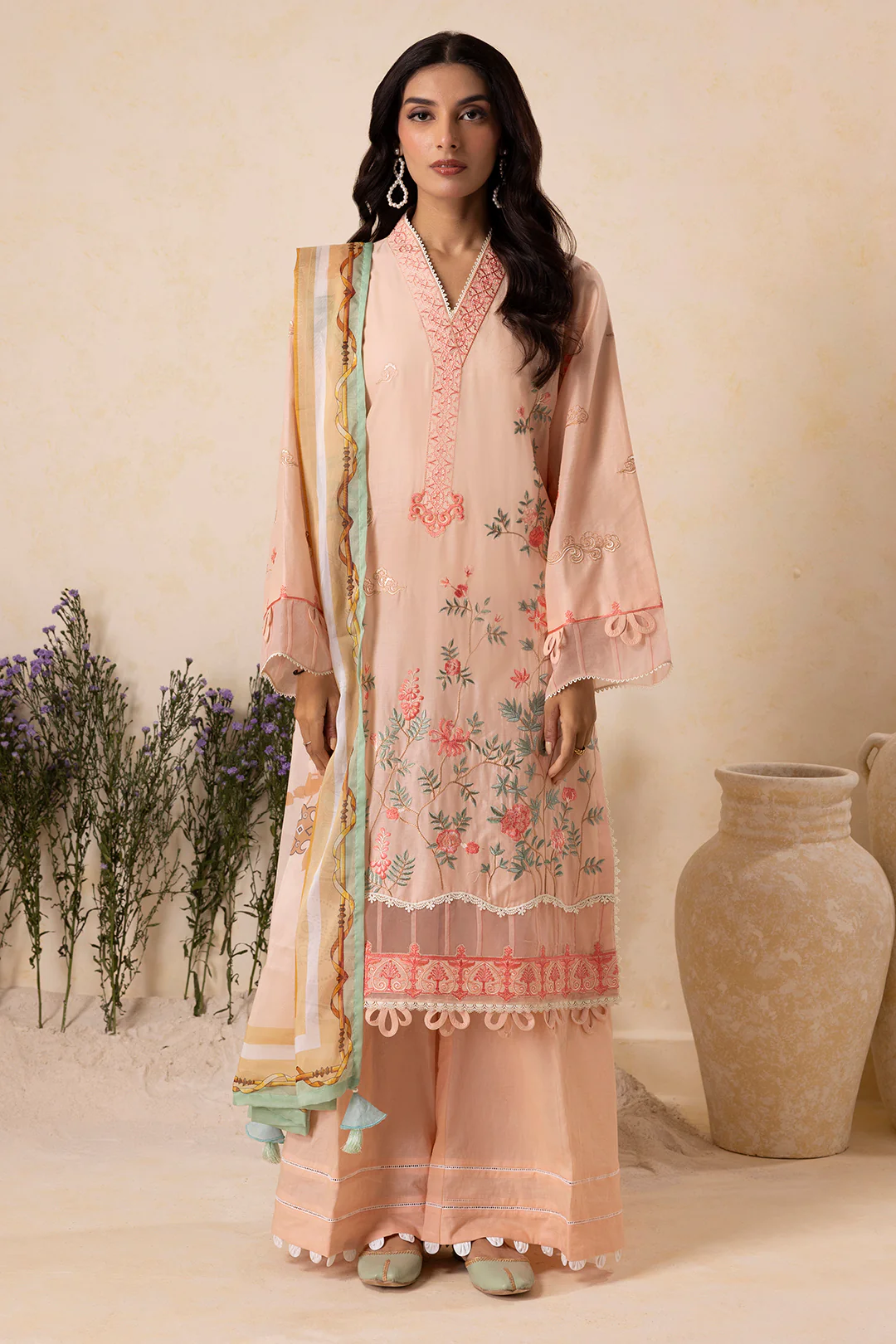 Embroidered Shirt Shalwar Dupatta - 0606 - Image 4