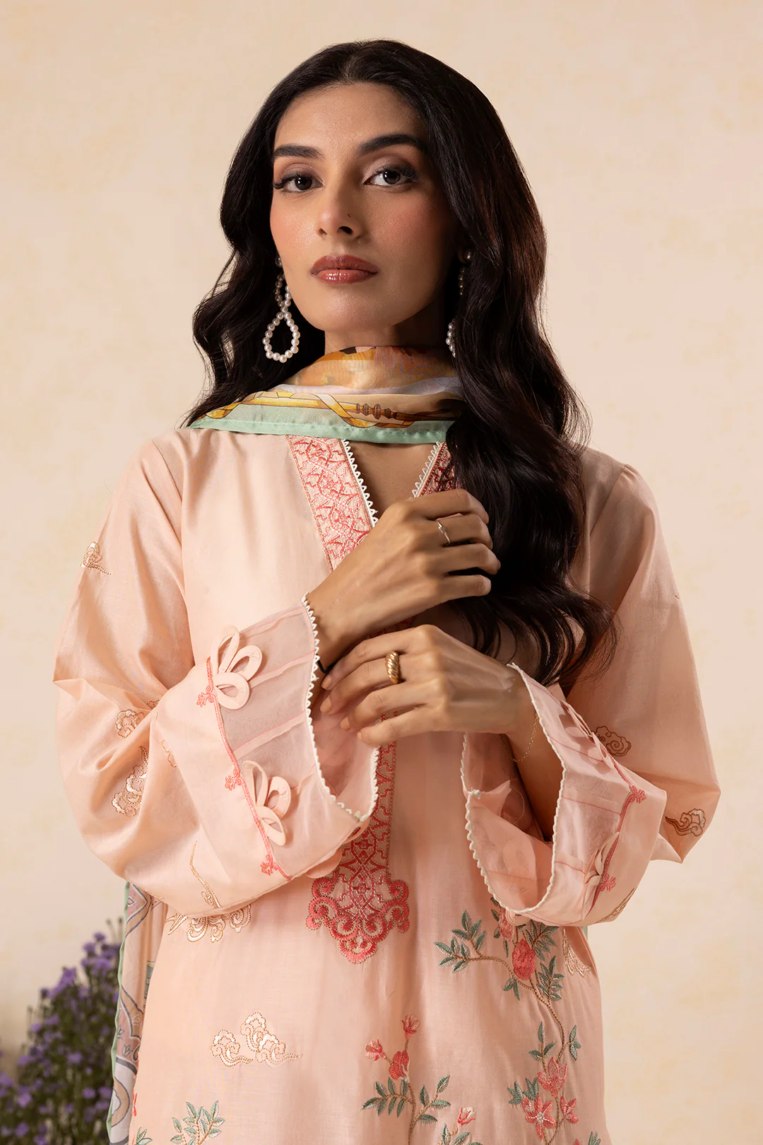 Embroidered Shirt Shalwar Dupatta - 0606 - Image 5