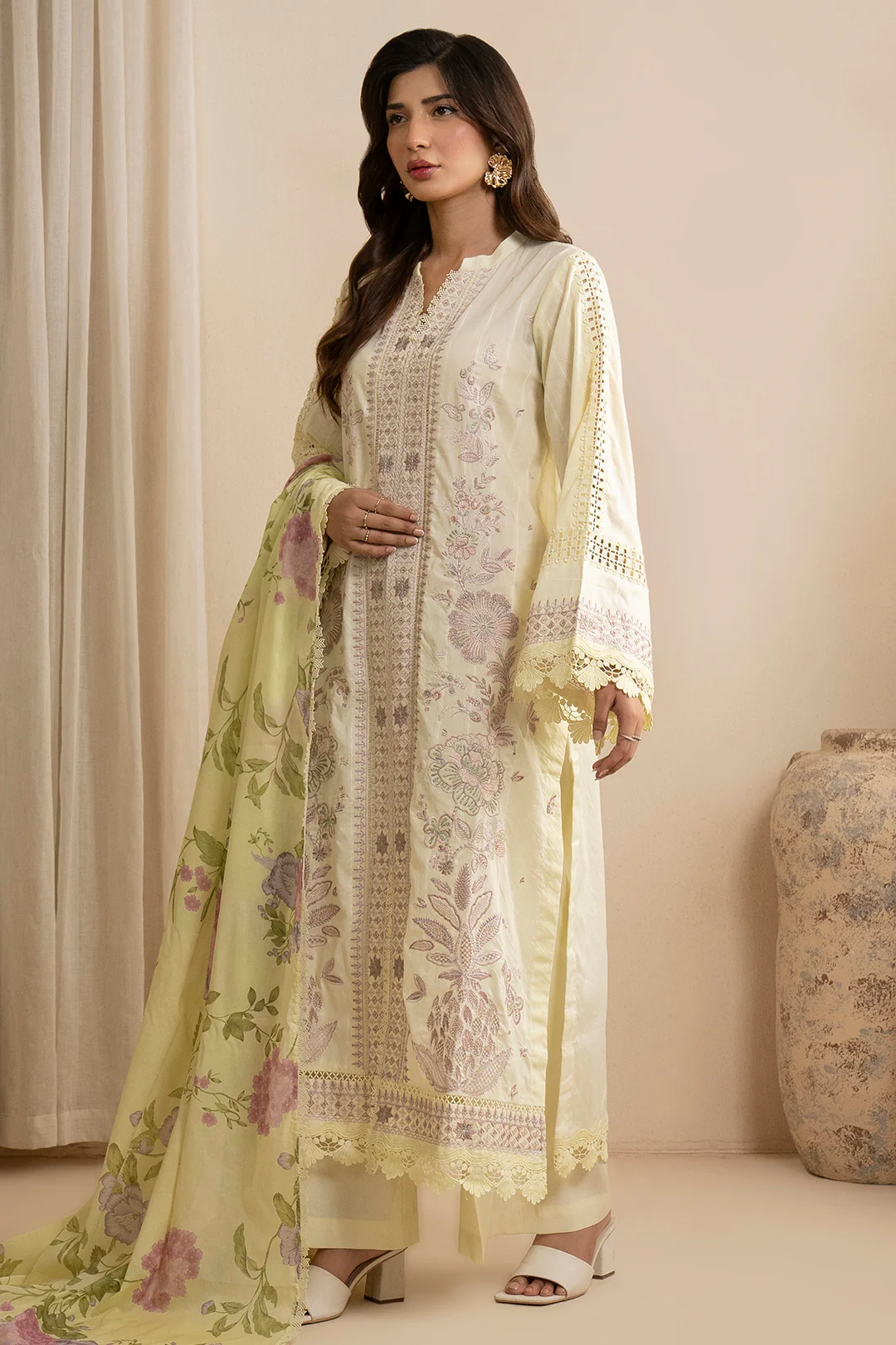 Embroidered Shirt Shalwar Dupatta - 0607 - Image 3