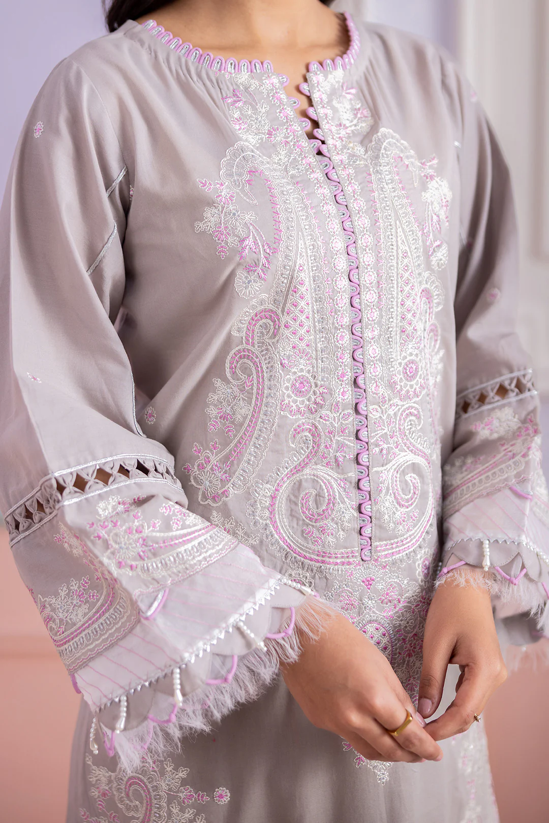 Embroidered Shirt Shalwar Dupatta - 0608 - Image 7