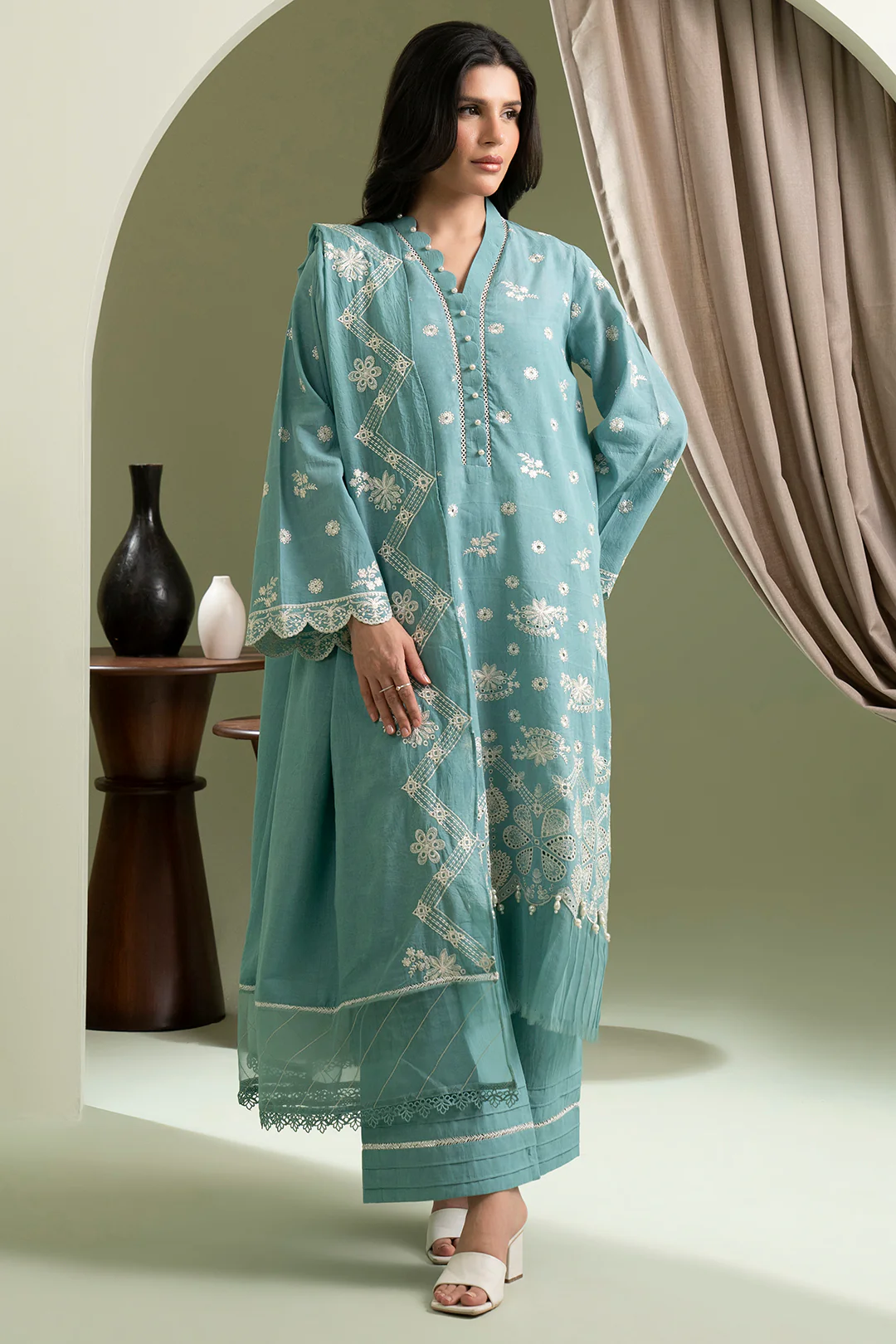 Embroidered Shirt Shalwar Dupatta - 0609 - Image 2