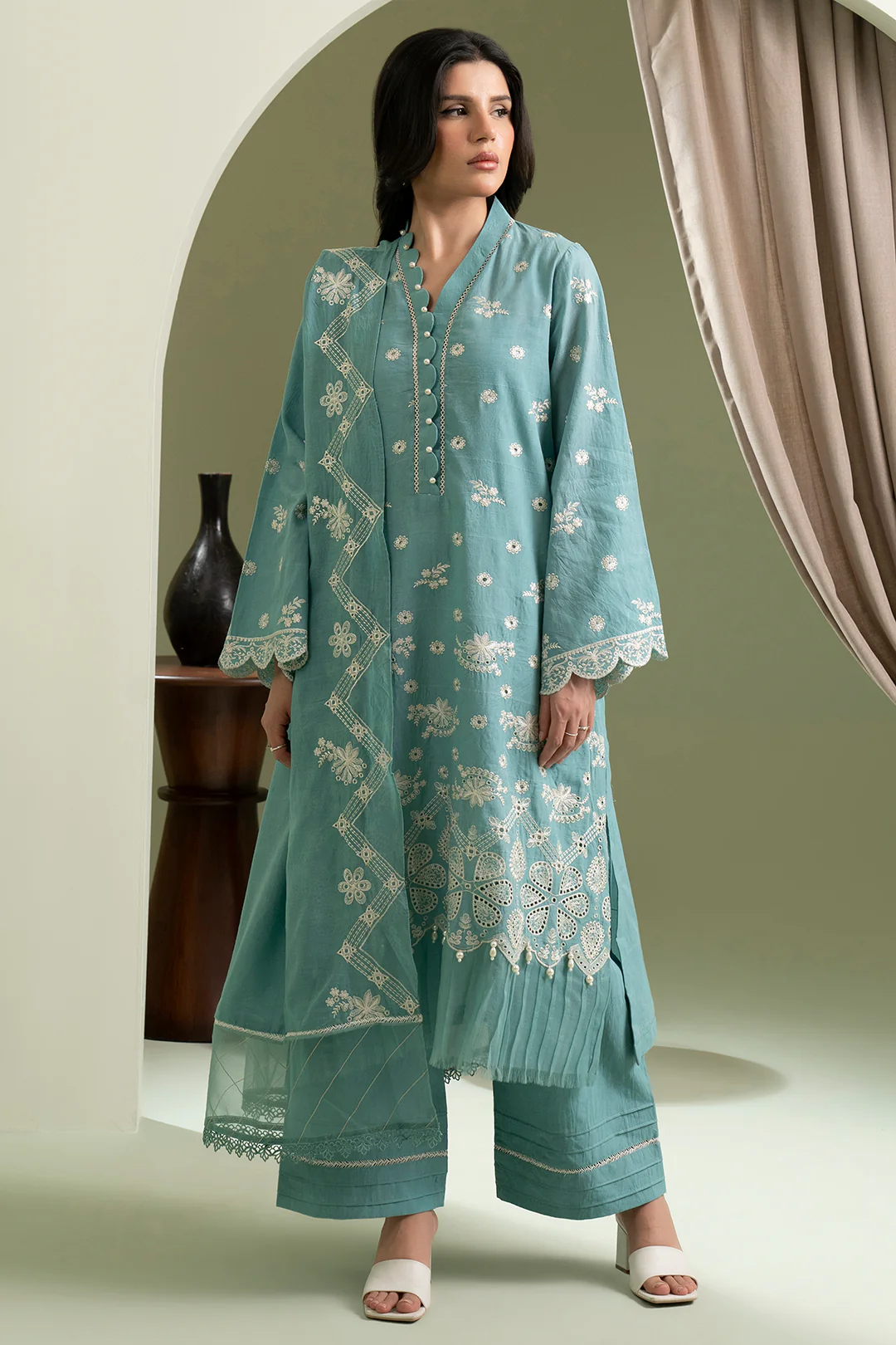 Embroidered Shirt Shalwar Dupatta - 0609 - Image 8