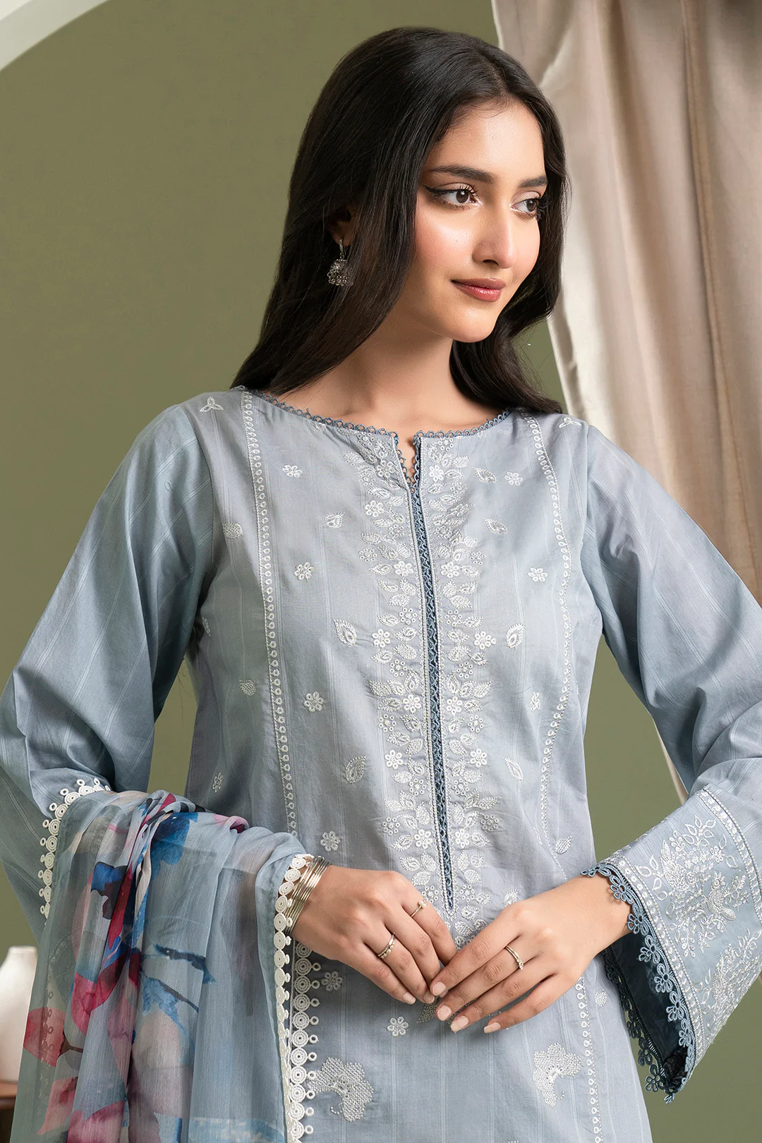 Embroidered Shirt Shalwar Dupatta - 0611 - Image 3