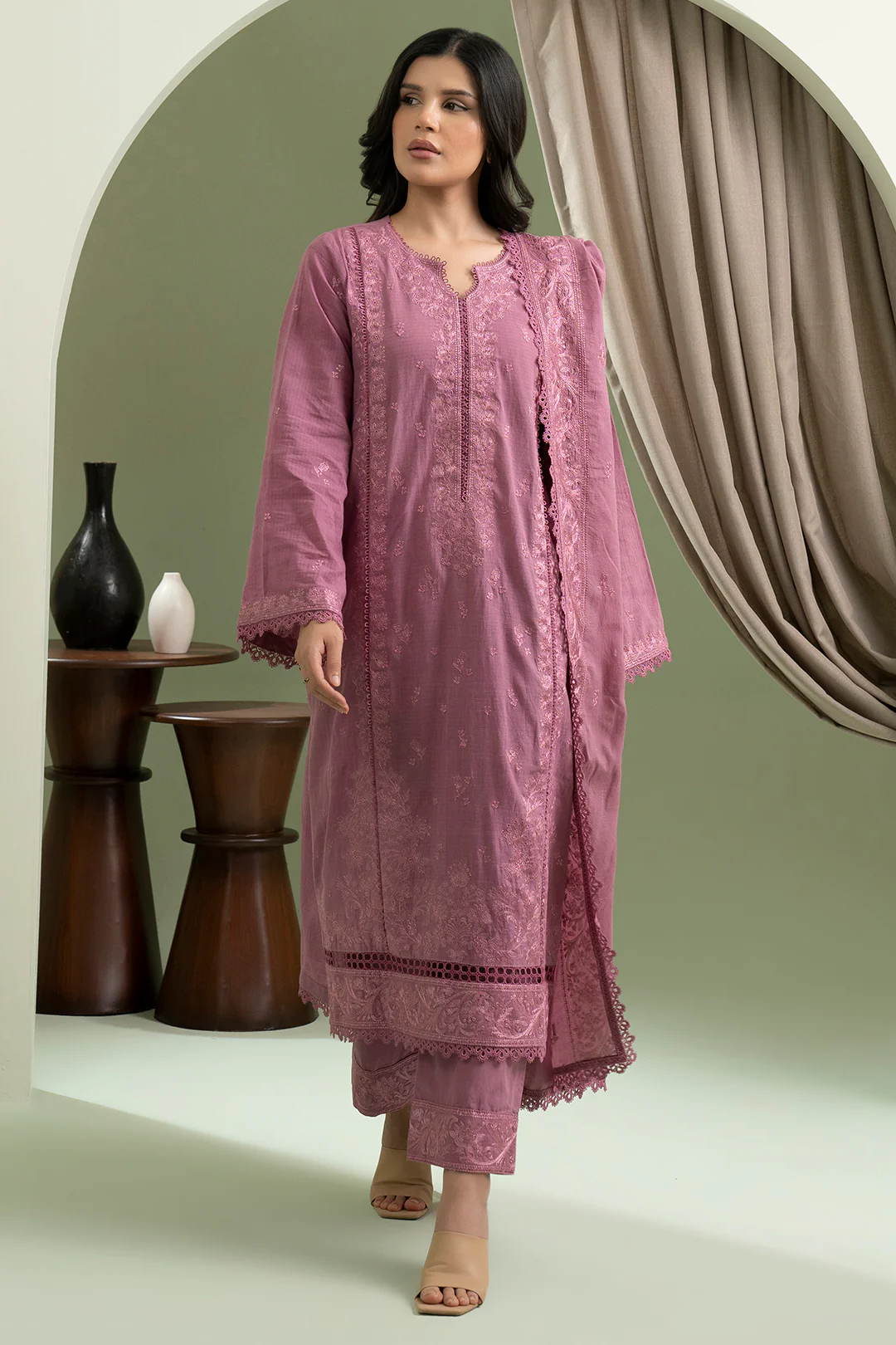 Embroidered Shirt Shalwar Dupatta - 0613 - Image 2