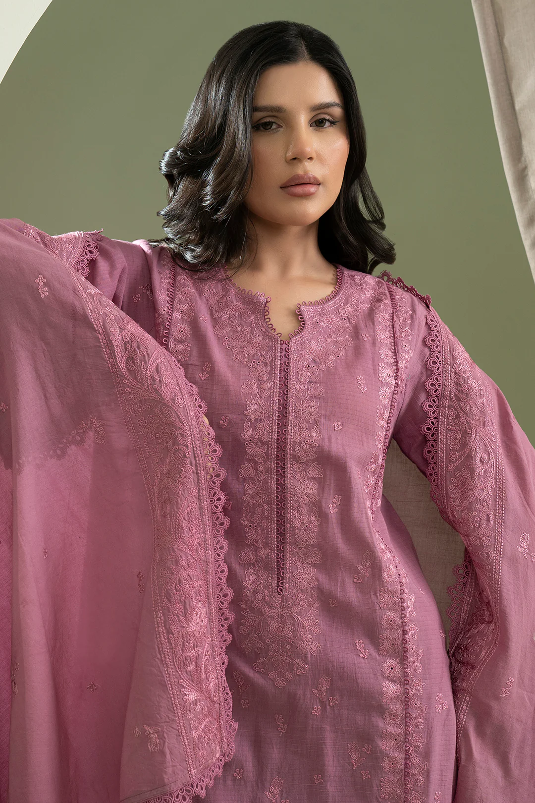 Embroidered Shirt Shalwar Dupatta - 0613 - Image 4