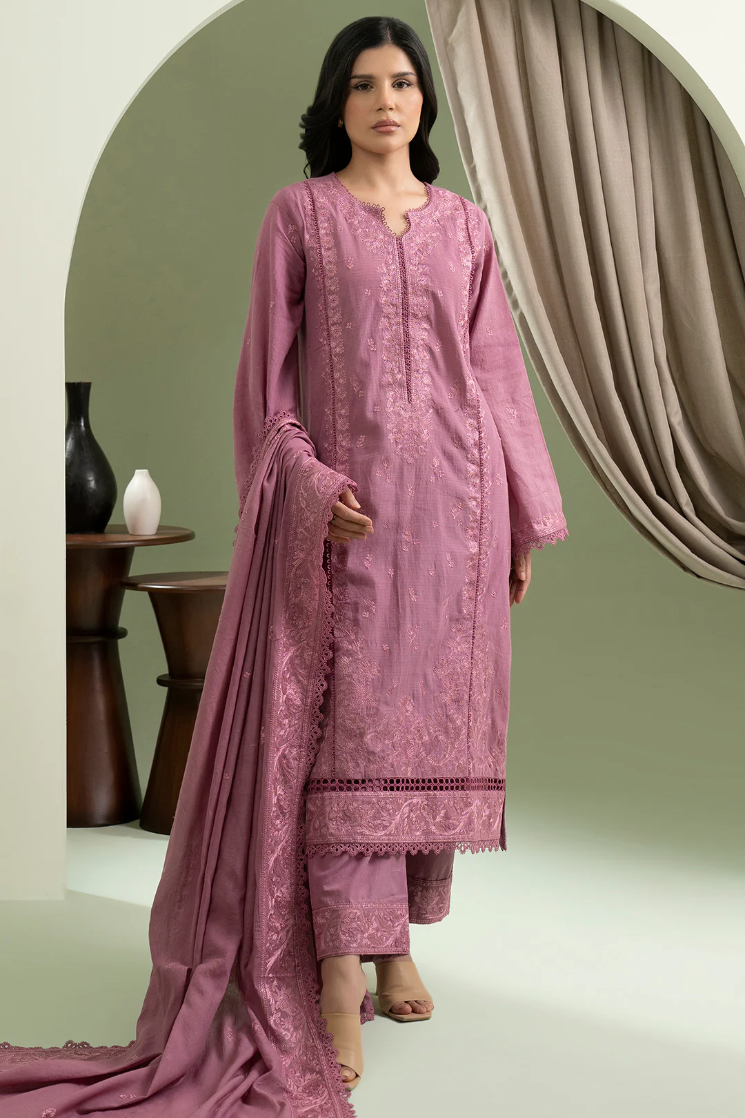 Embroidered Shirt Shalwar Dupatta - 0613 - Image 5