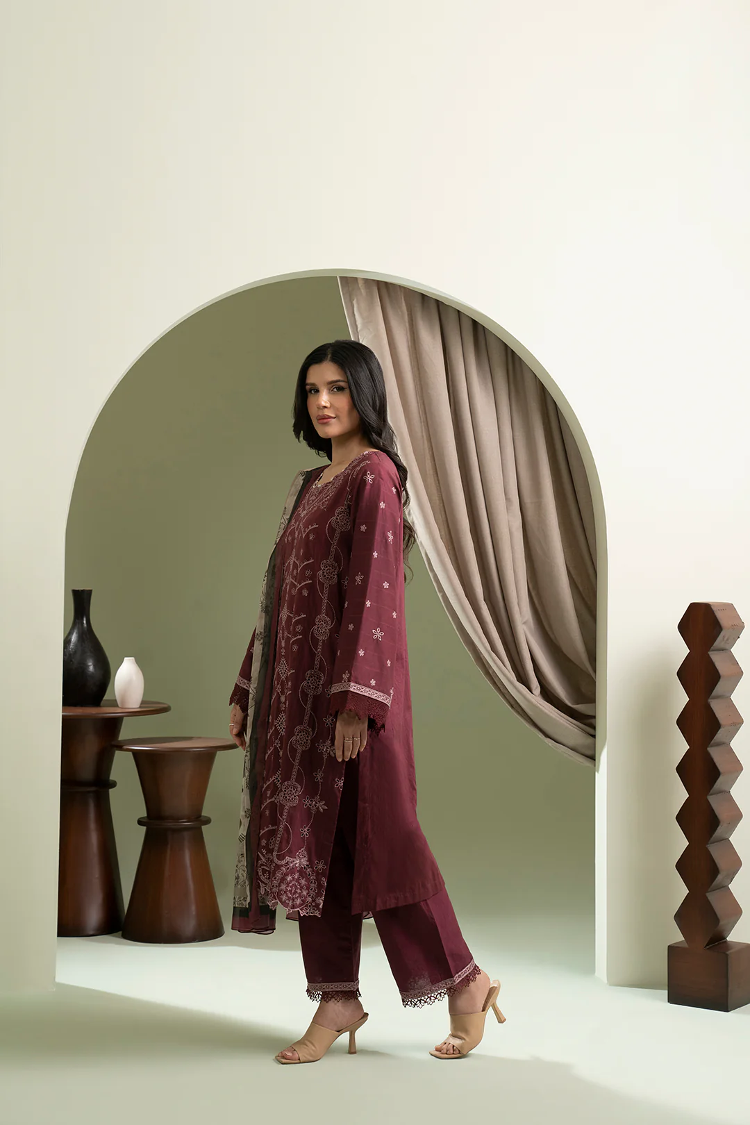 Embroidered Shirt Shalwar Dupatta - 0615 - Image 10