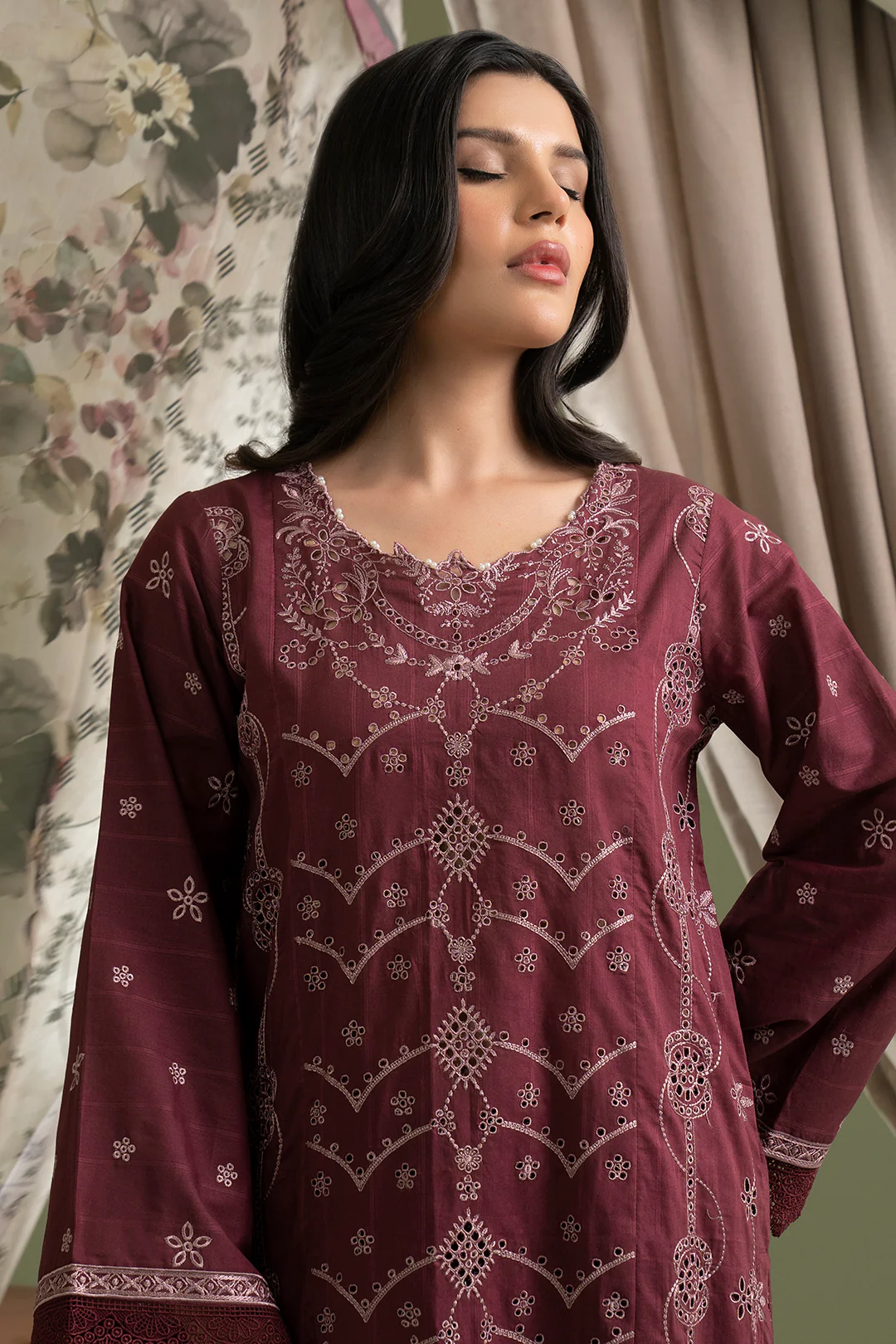 Embroidered Shirt Shalwar Dupatta - 0615 - Image 3