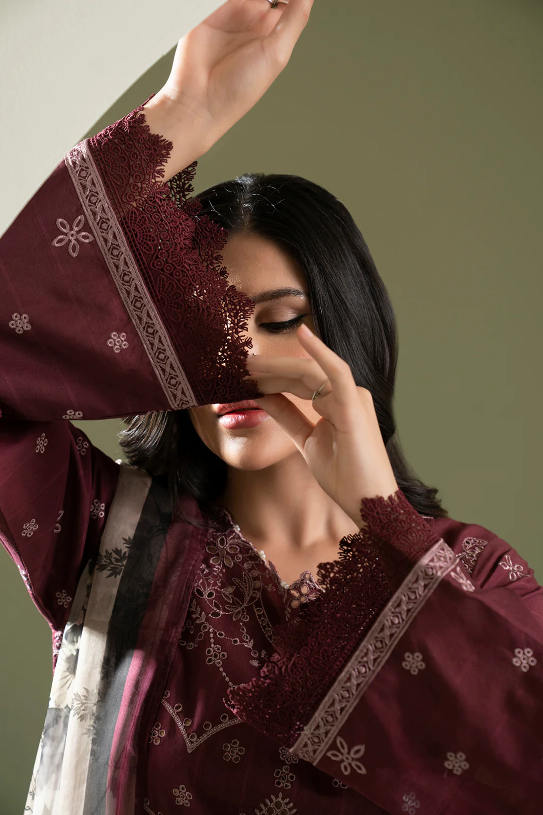 Embroidered Shirt Shalwar Dupatta - 0615 - Image 8