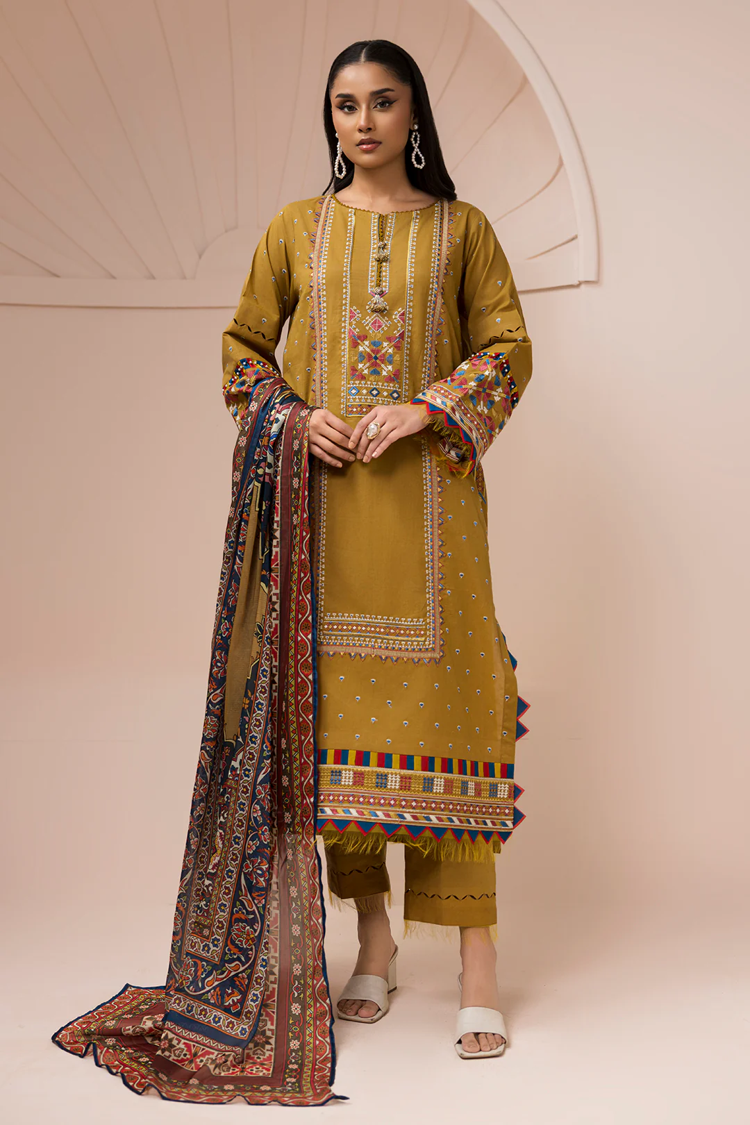 Embroidered Shirt Shalwar Dupatta - 0616 - Image 5