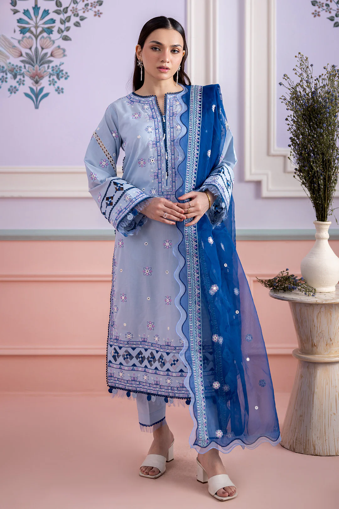 Embroidered Shirt Shalwar Dupatta - 0618 - Image 2