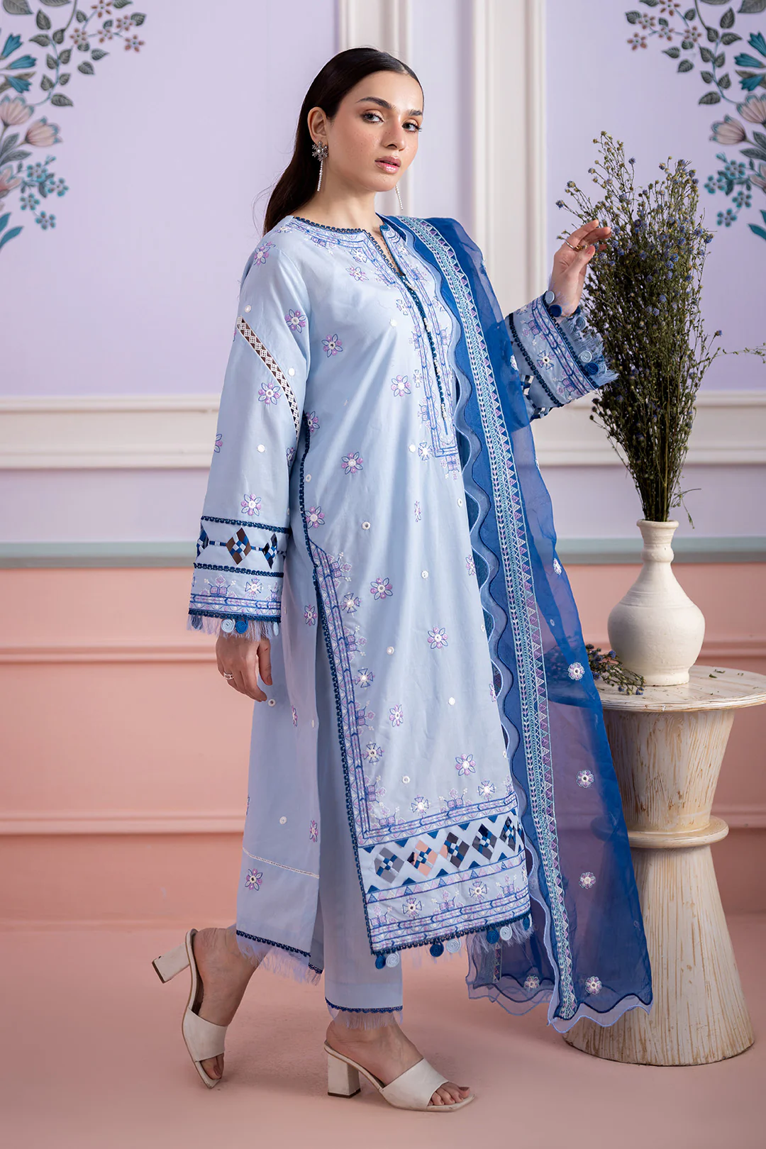 Embroidered Shirt Shalwar Dupatta - 0618 - Image 5