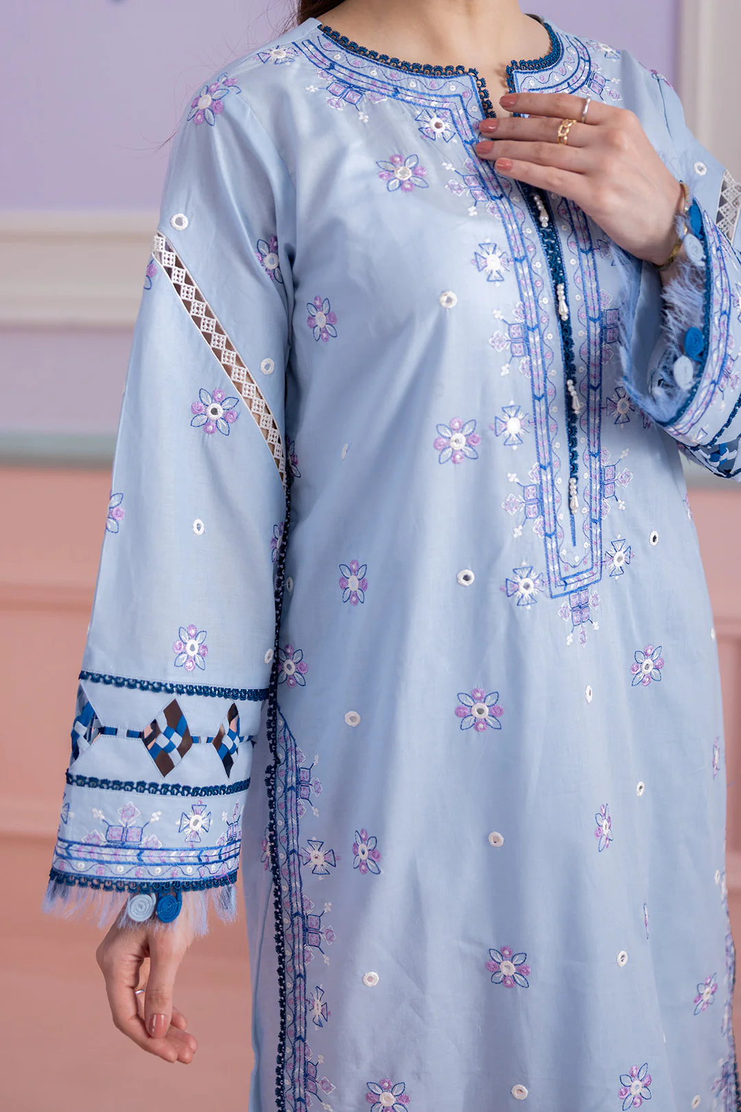 Embroidered Shirt Shalwar Dupatta - 0618 - Image 9