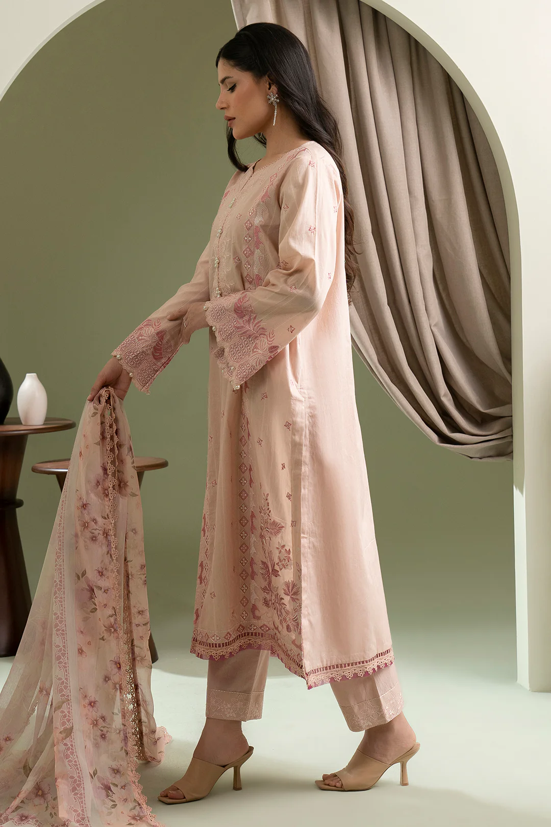 Embroidered Shirt Shalwar Dupatta - 0619 - Image 3