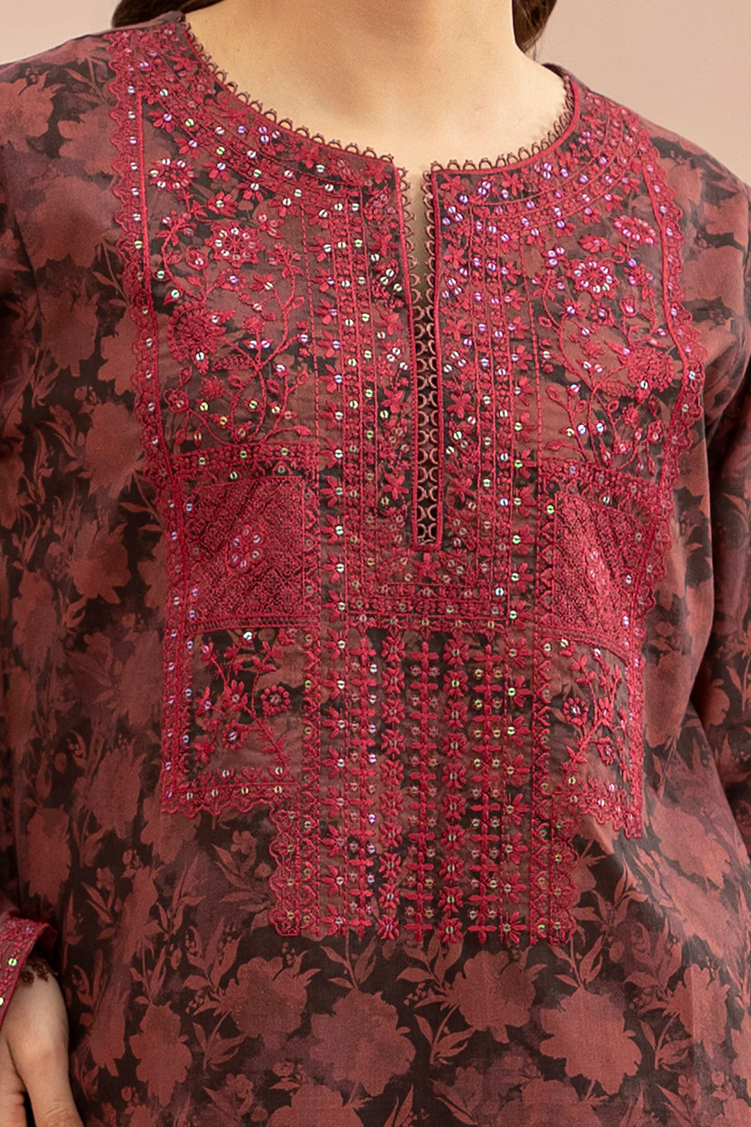 Embroidered Shirt Shalwar Dupatta - 0674 - Image 3