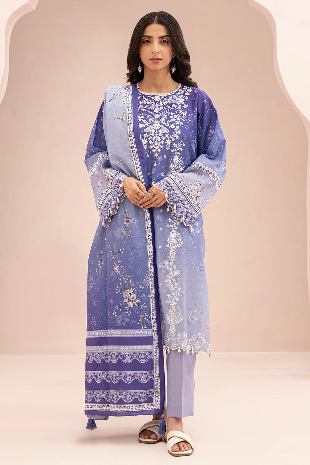 Embroidered Shirt Shalwar Dupatta - 0676 - Image 3