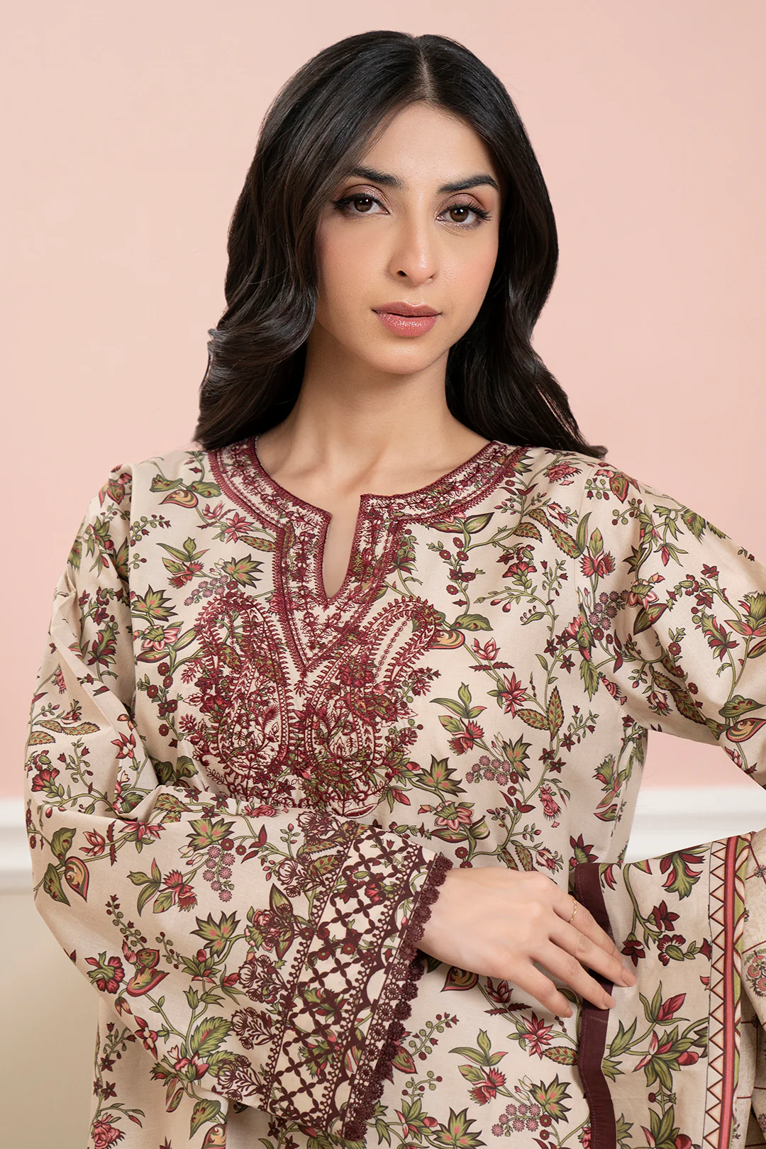 Embroidered Shirt Shalwar Dupatta - 0678 - Image 2