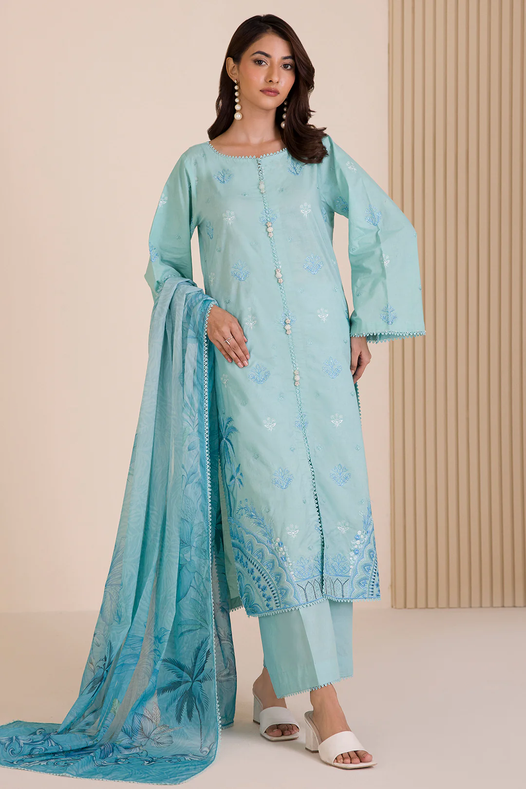 Embroidered Shirt Shalwar Dupatta - 0680 - Image 6