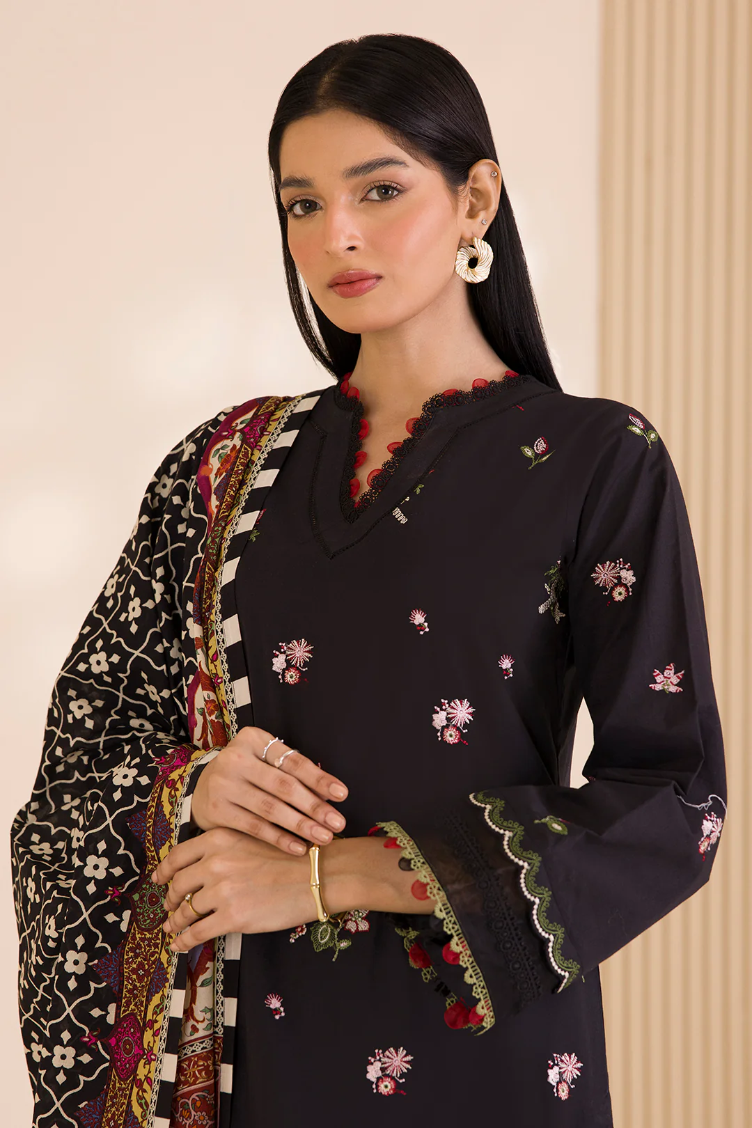 Embroidered Shirt Shalwar Dupatta - 0681 - Image 2