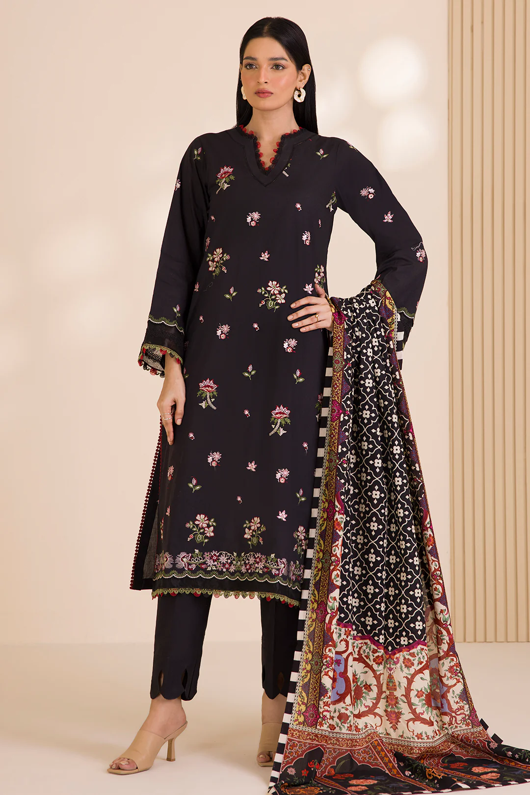 Embroidered Shirt Shalwar Dupatta - 0681 - Image 4