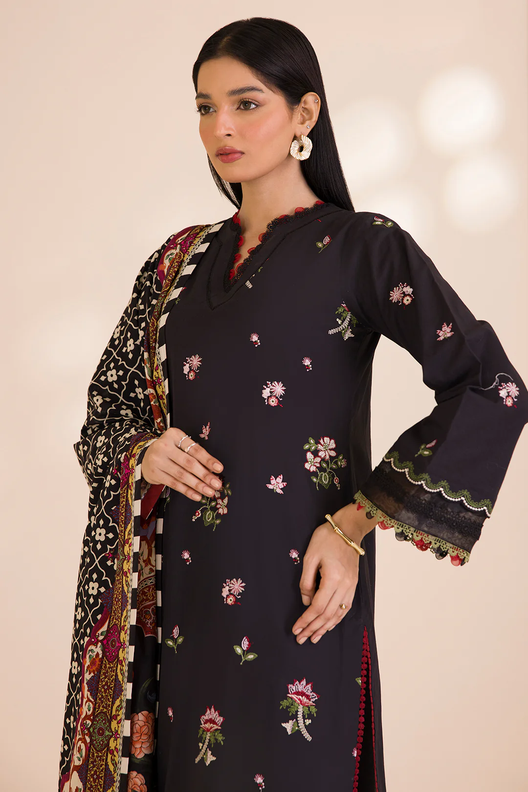 Embroidered Shirt Shalwar Dupatta - 0681 - Image 7