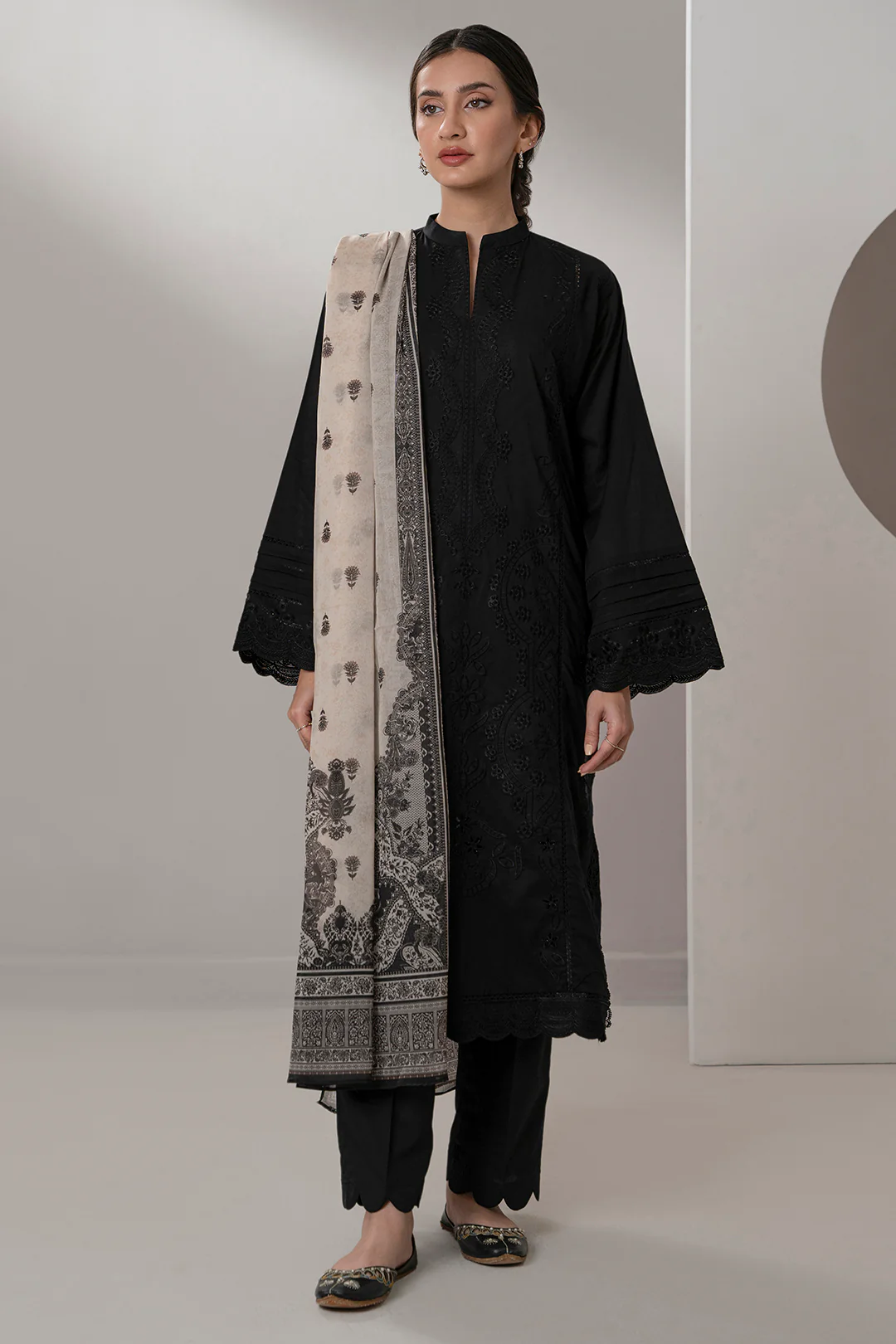 Embroidered Shirt Shalwar Dupatta - 0684 - Image 4