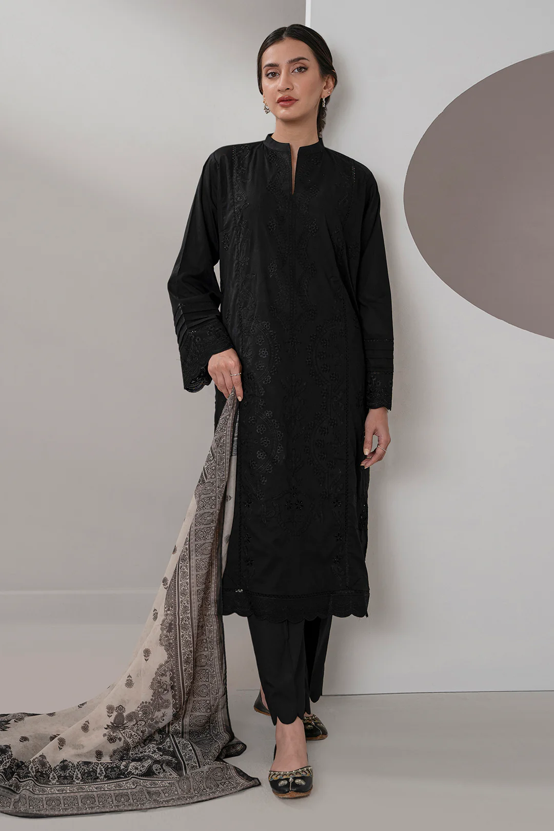 Embroidered Shirt Shalwar Dupatta - 0684 - Image 5