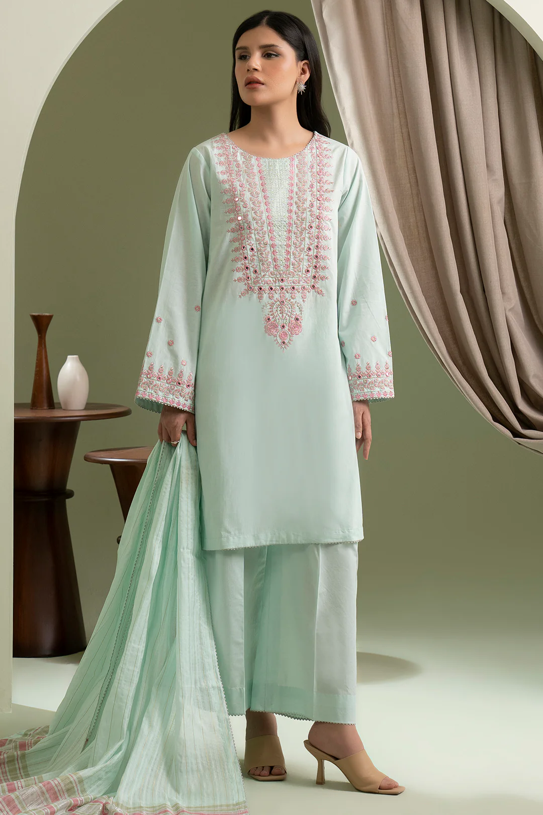 Embroidered Shirt Shalwar Dupatta - 0685 - Image 4