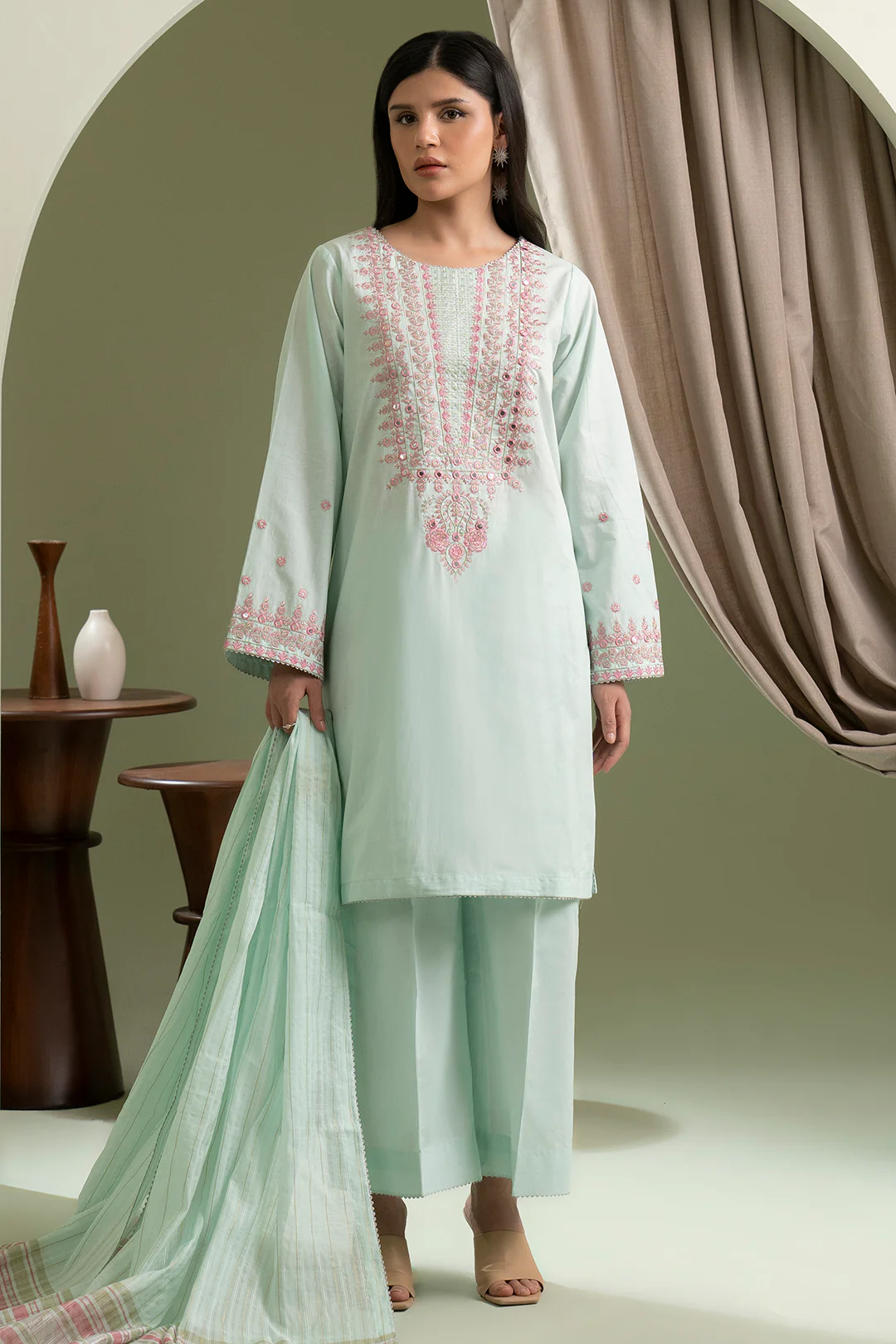 Embroidered Shirt Shalwar Dupatta - 0685 - Image 6