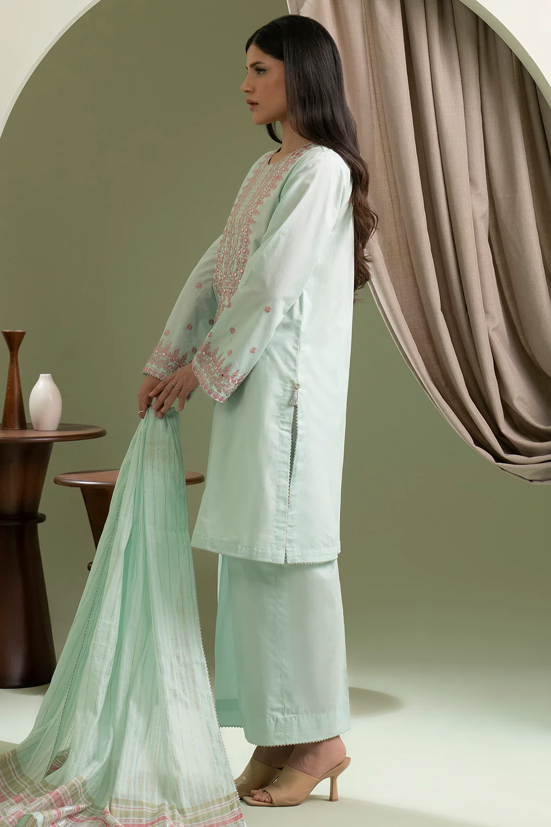 Embroidered Shirt Shalwar Dupatta - 0685 - Image 7