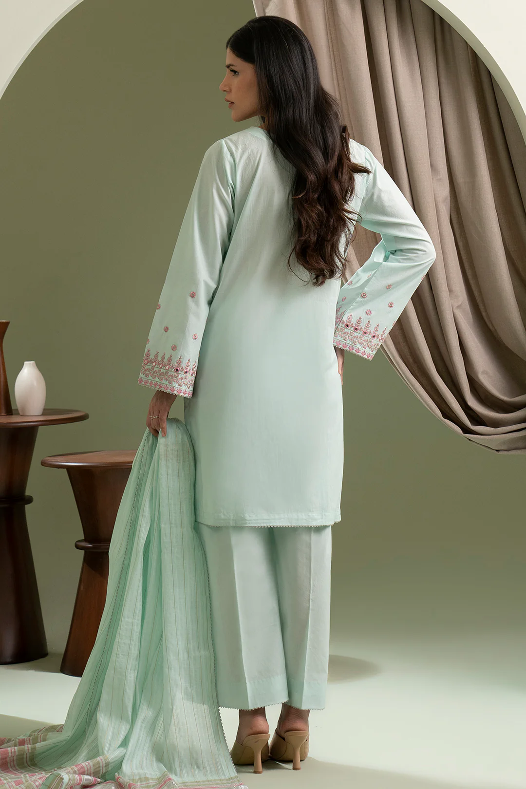 Embroidered Shirt Shalwar Dupatta - 0685 - Image 8