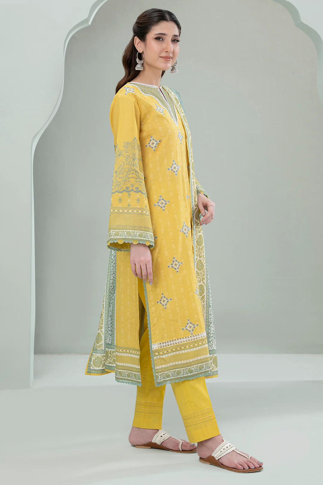Embroidered Shirt Shalwar Dupatta - 0727 - Image 4