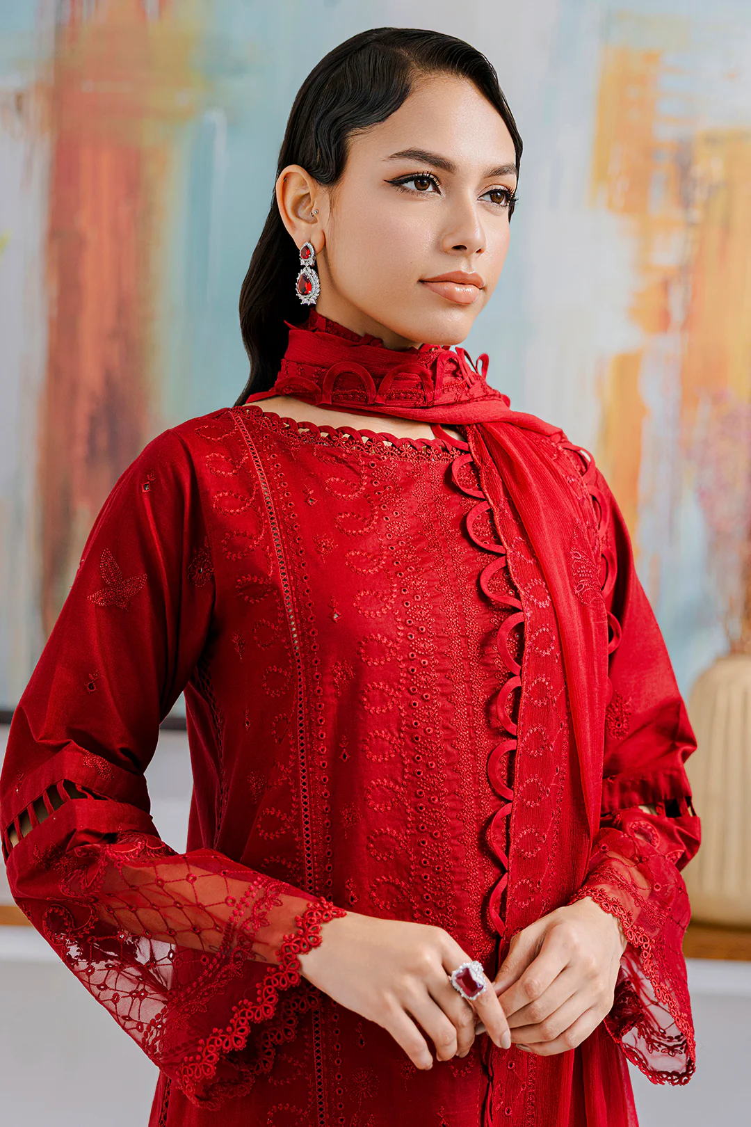Embroidered Shirt Shalwar Dupatta - 0802 - Image 2