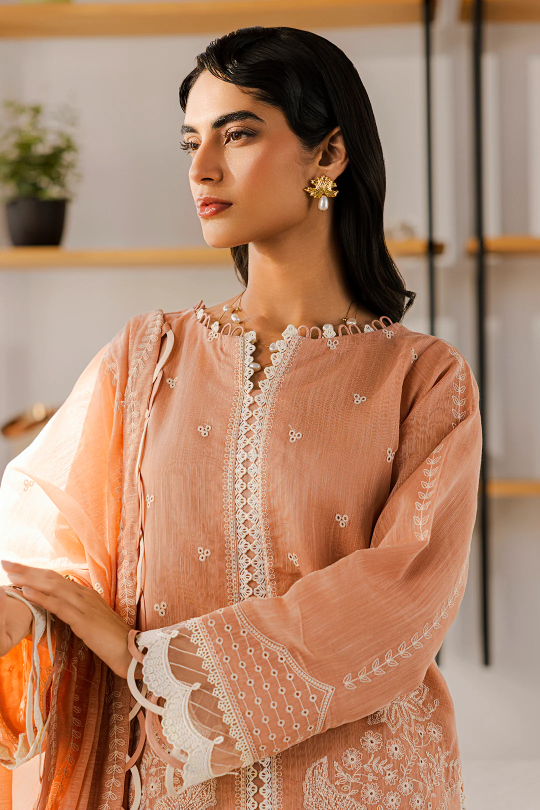 Embroidered Shirt Shalwar Dupatta - 0803 - Image 5